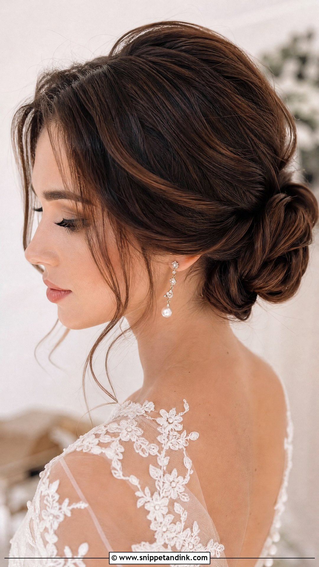 Dark Brown Bridal Chignon - Snippet and Ink - 15 Dark Brown Bridal Hair Ideas