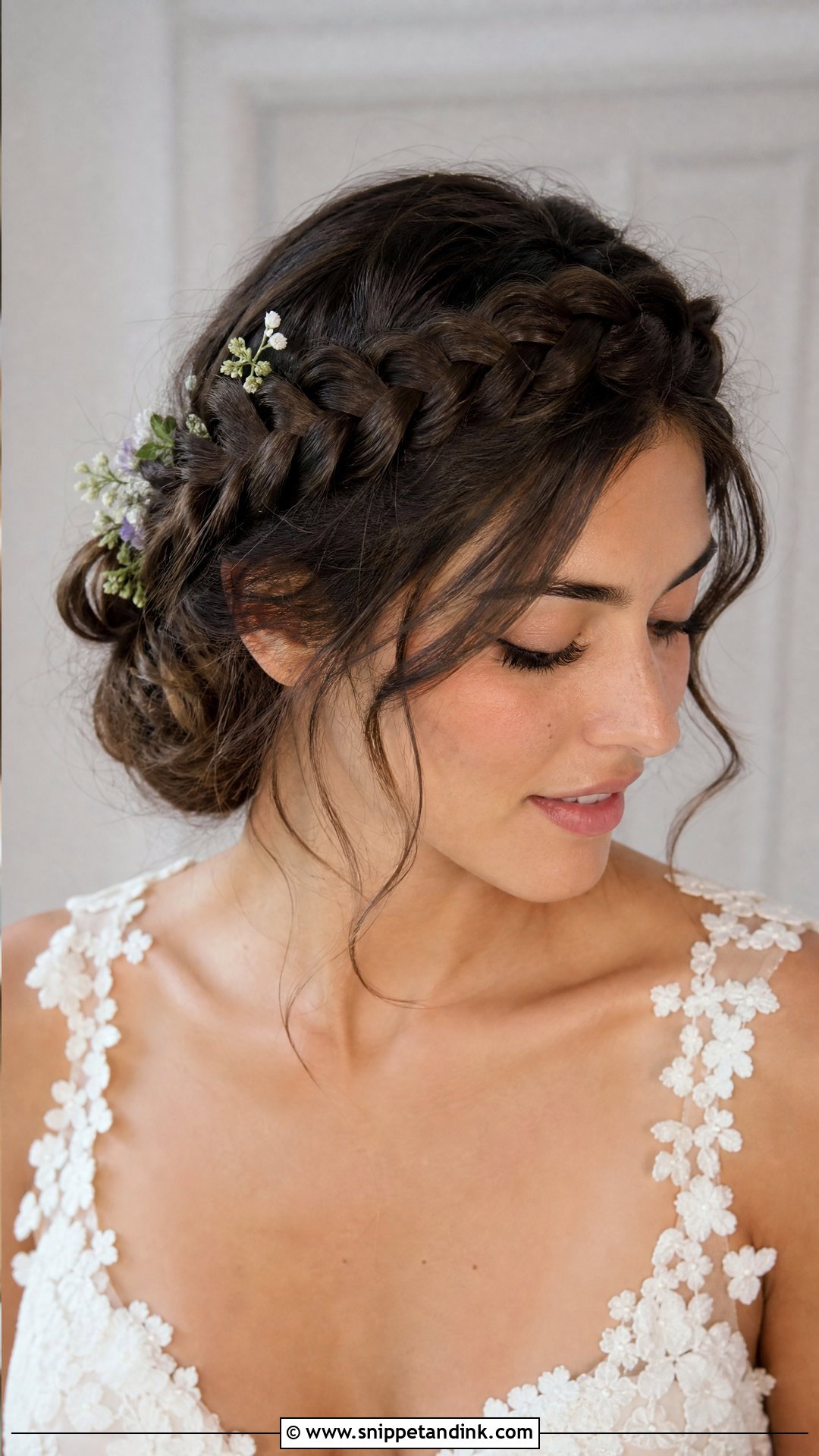 Dark Brown Bridal Crown Braid - Snippet and Ink - 15 Dark Brown Bridal Hair Ideas