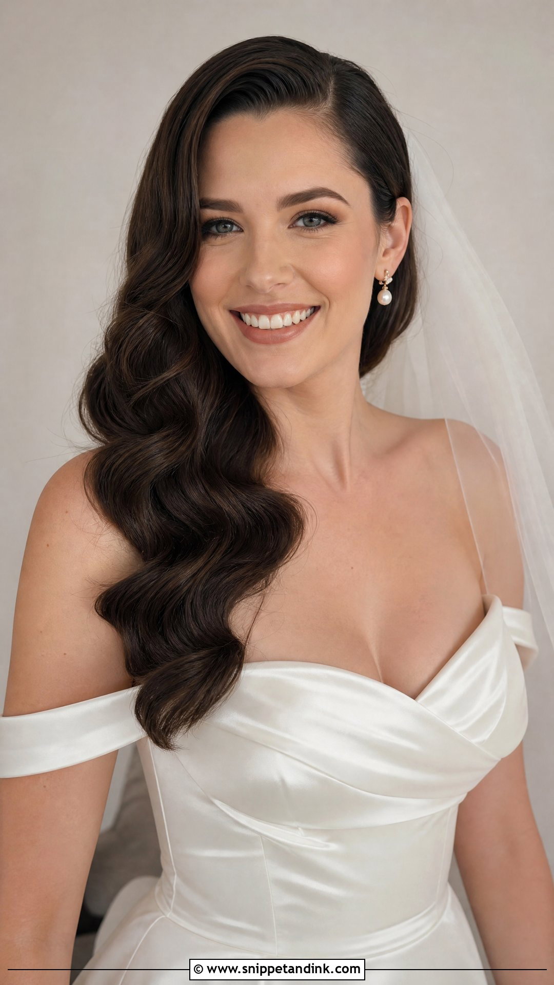 Dark Brown Bridal Hollywood Waves - Snippet and Ink - 15 Dark Brown Bridal Hair Ideas