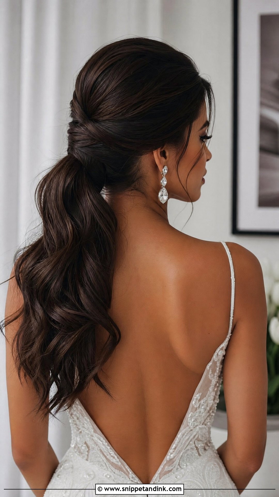 Dark Brown Bridal Ponytail - Snippet and Ink - 15 Dark Brown Bridal Hair Ideas