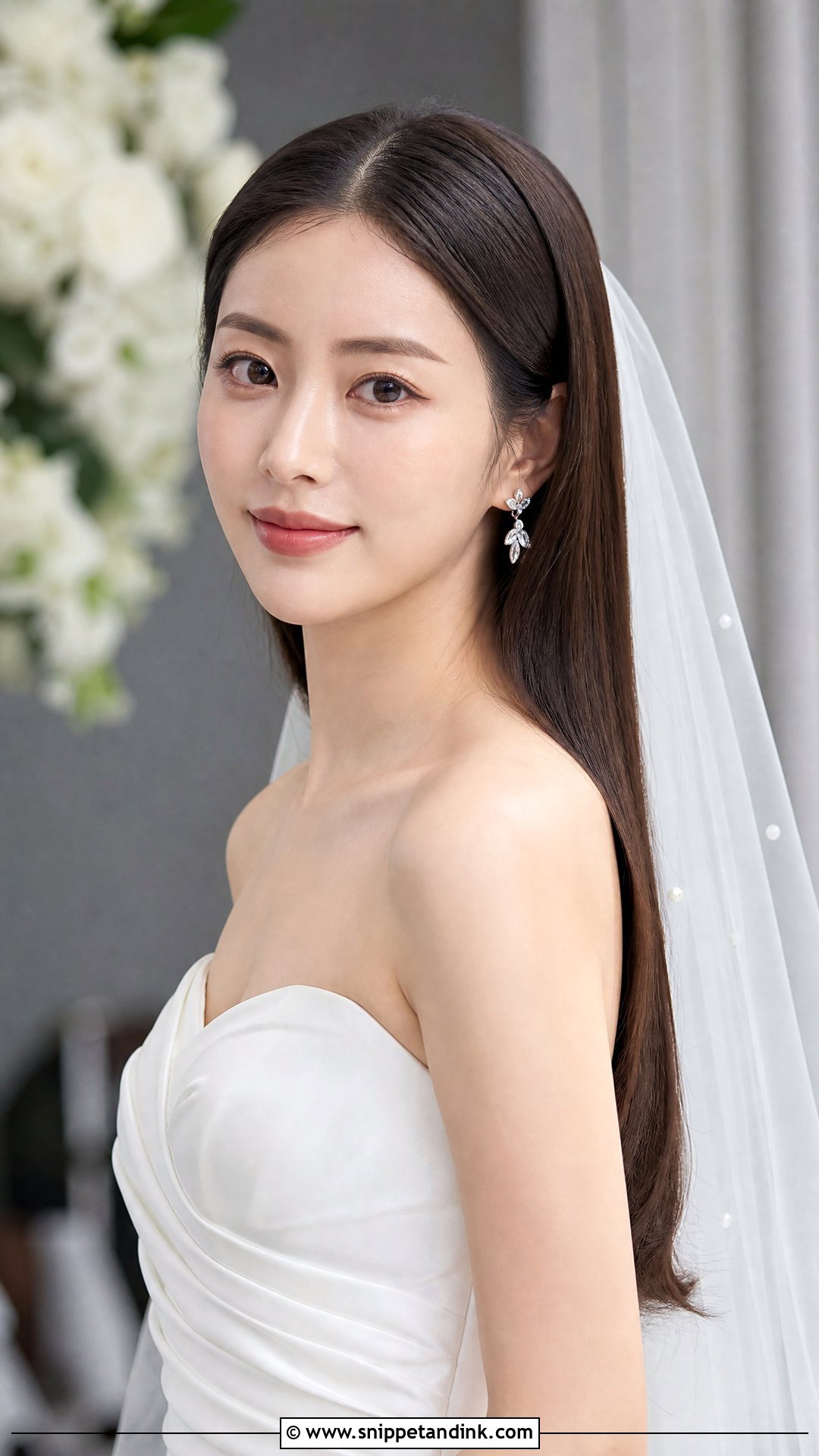 Dark Brown Bridal Straight Hair - Snippet and Ink - 15 Dark Brown Bridal Hair Ideas