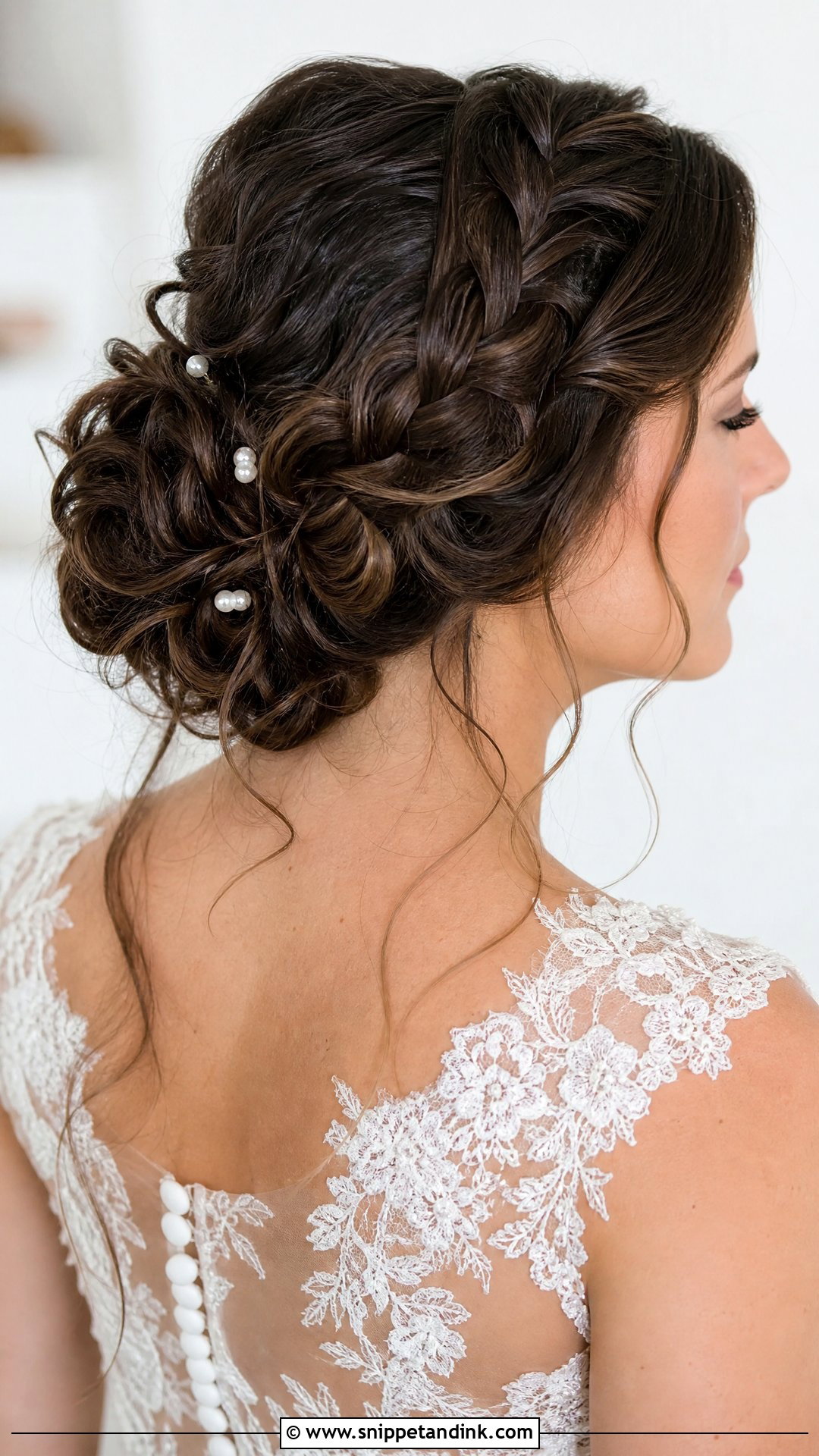 Dark Brown Hair Wedding Braided Updo - Snippet and Ink - 15 Dark Brown Hair Wedding Hairstyles