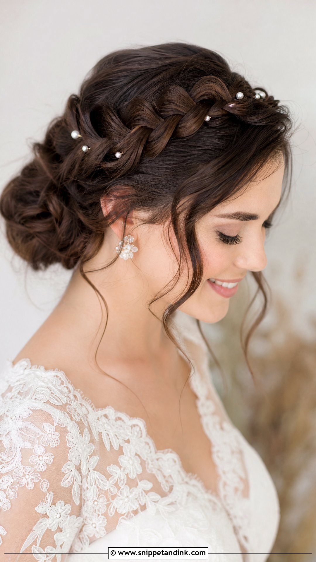 Dark Brown Hair Wedding Crown Braid - Snippet and Ink - 15 Dark Brown Hair Wedding Hairstyles