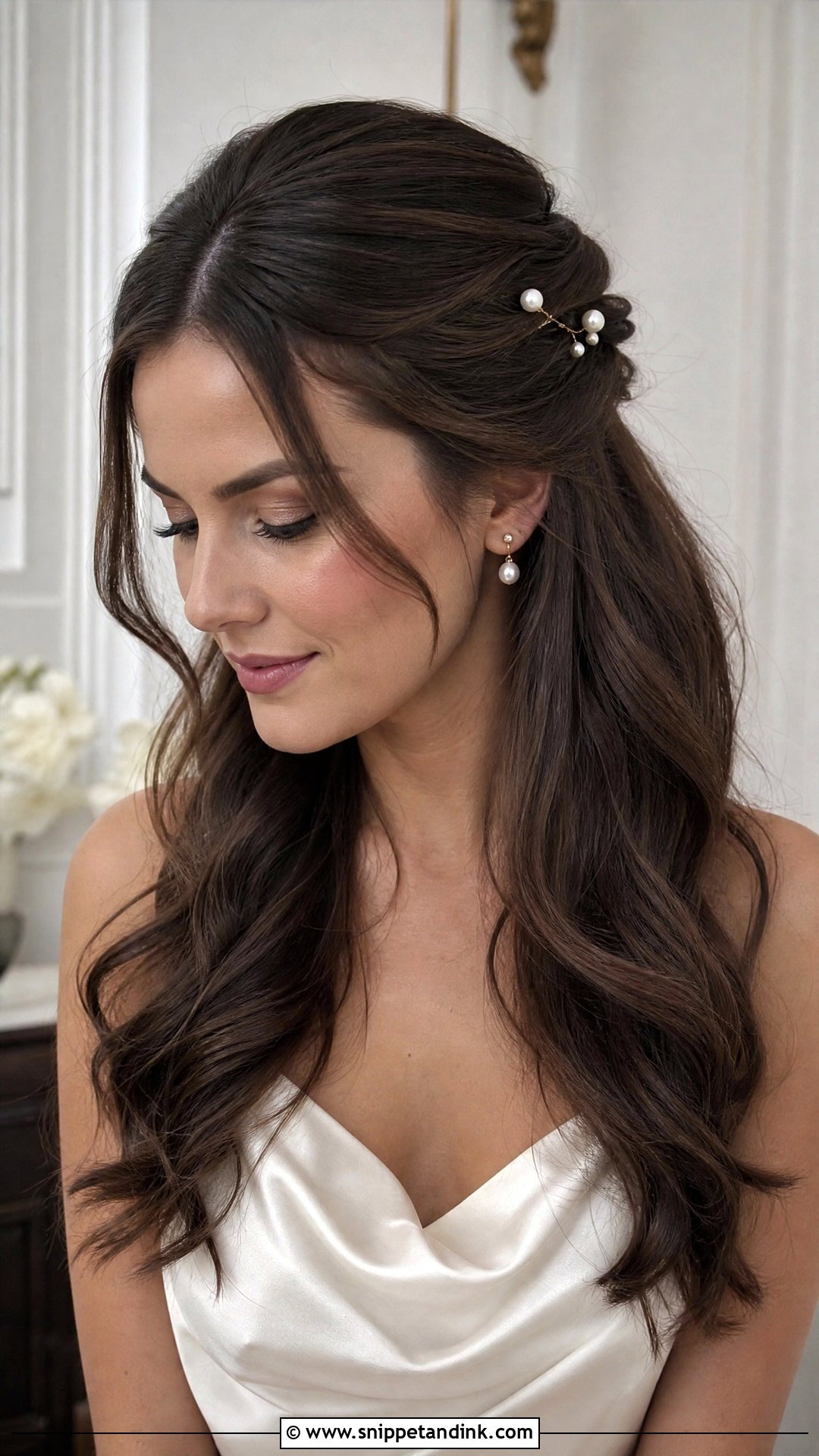 Dark Brown Hair Wedding Half Up Half Down - Snippet and Ink - 15 Dark Brown Hair Wedding Hairstyles