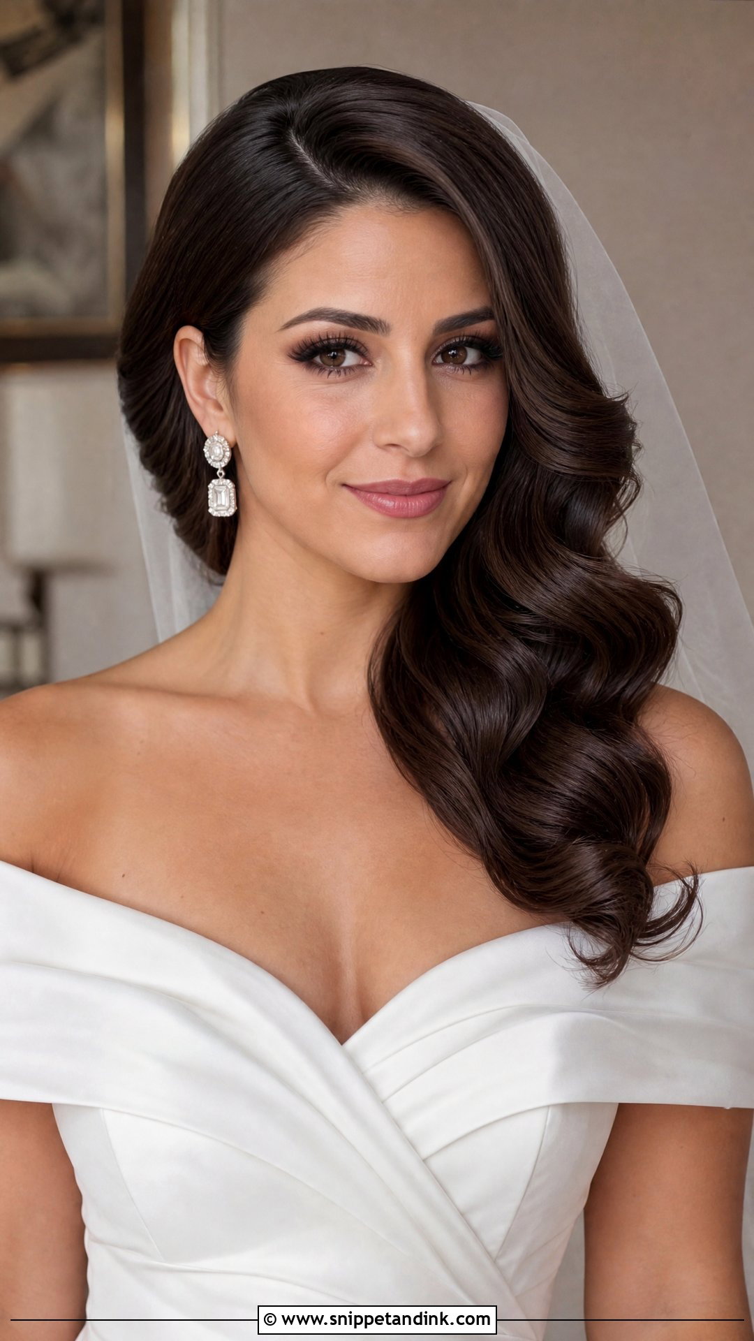 Dark Brown Hair Wedding Hollywood Waves - Snippet and Ink - 15 Dark Brown Hair Wedding Hairstyles