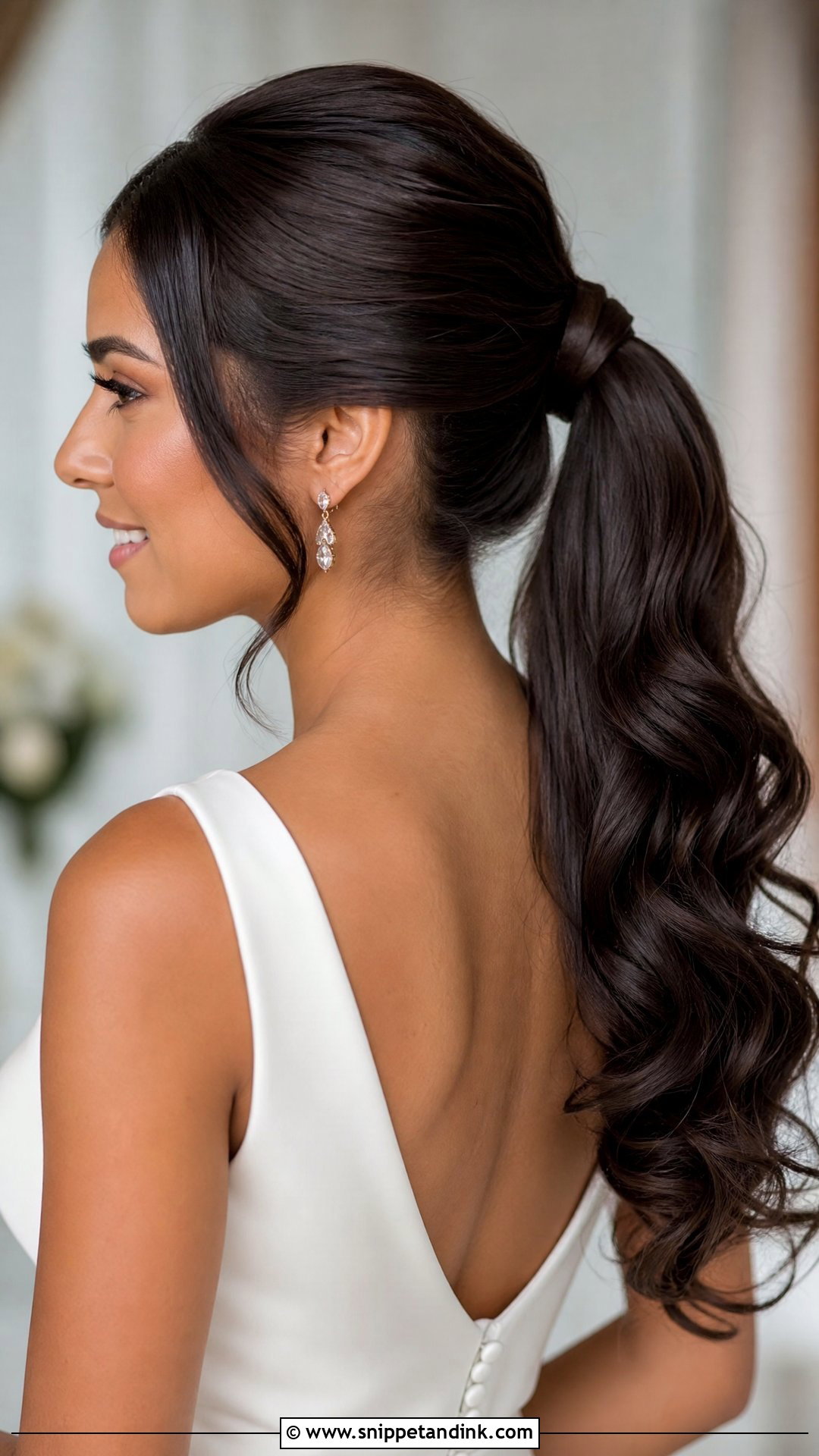 Dark Brown Hair Wedding Ponytail - Snippet and Ink - 15 Dark Brown Hair Wedding Hairstyles
