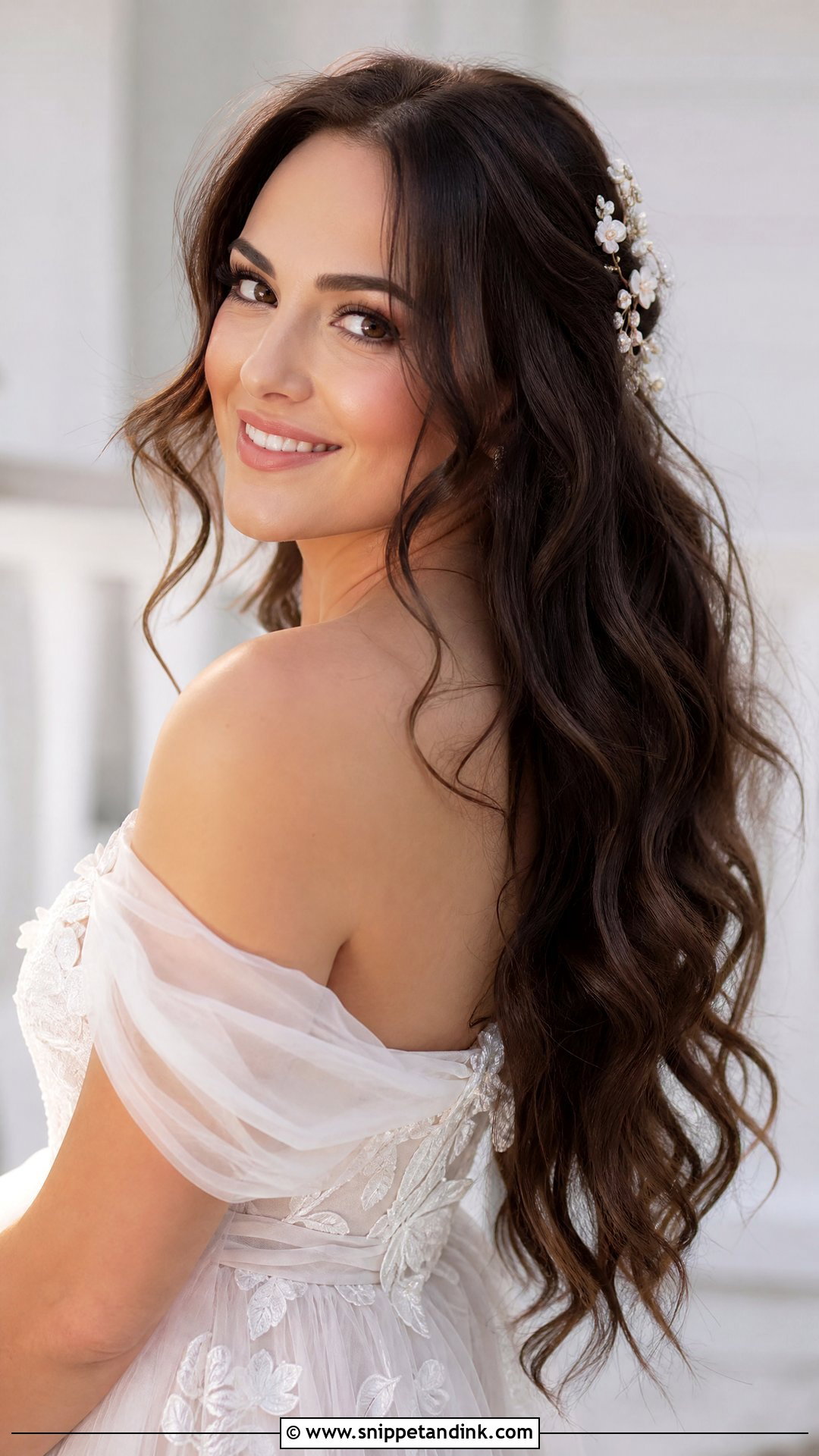 Dark Brown Hair Wedding Soft Curls - Snippet and Ink - 15 Dark Brown Hair Wedding Hairstyles