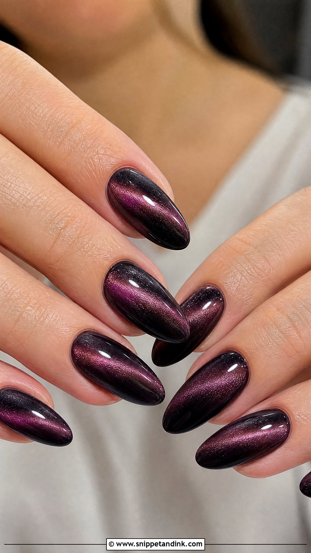 Dark Cat Eye Wedding Nails - Snippet and Ink - 25 Dark Wedding Nails
