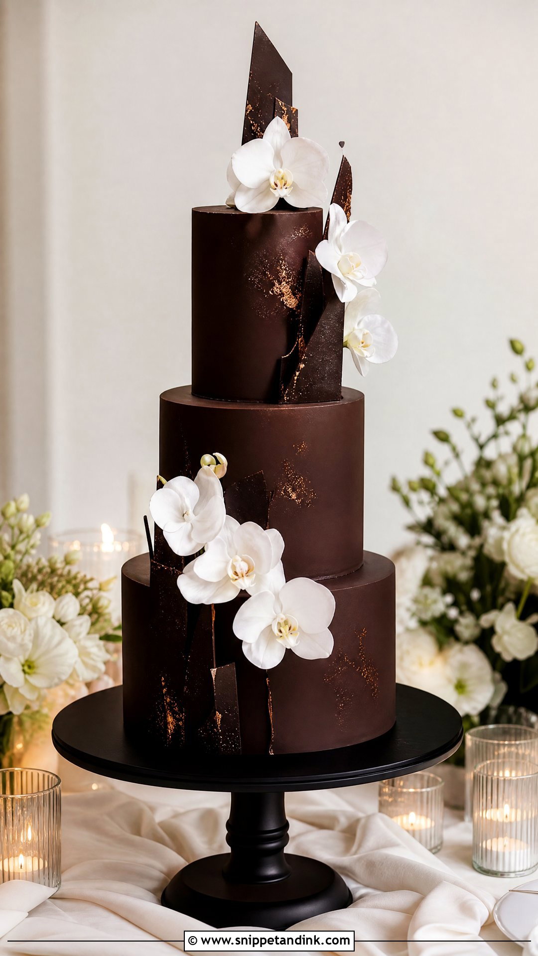 Dark Chocolate Wedding Cake - Snippet and Ink - 25 Chocolate Wedding Cake Ideas