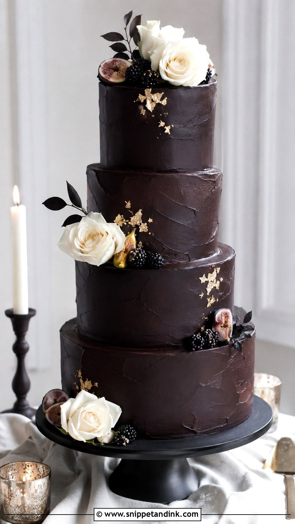 Dark Chocolate Wedding Cake - Snippet and Ink - 20 Chocolate Cake Design Ideas for Wedding