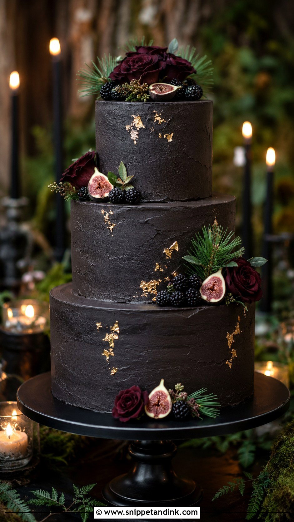 Dark Forest Wedding Cake - Snippet and Ink - 20 Forest Inspired Wedding Cake Ideas