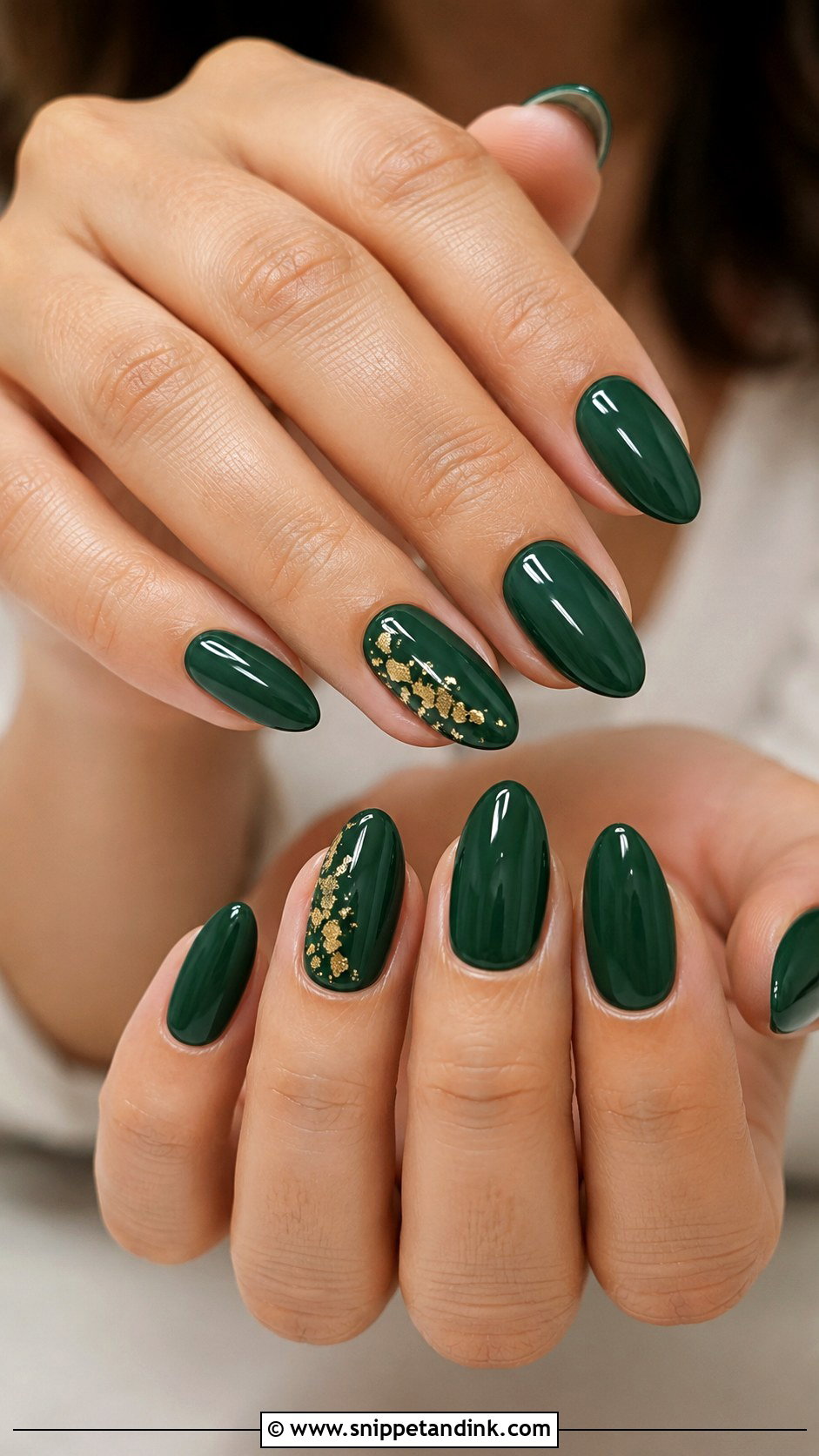 Dark Green Almond Wedding Nails - Snippet and Ink - 20 Dark Green Wedding Nails