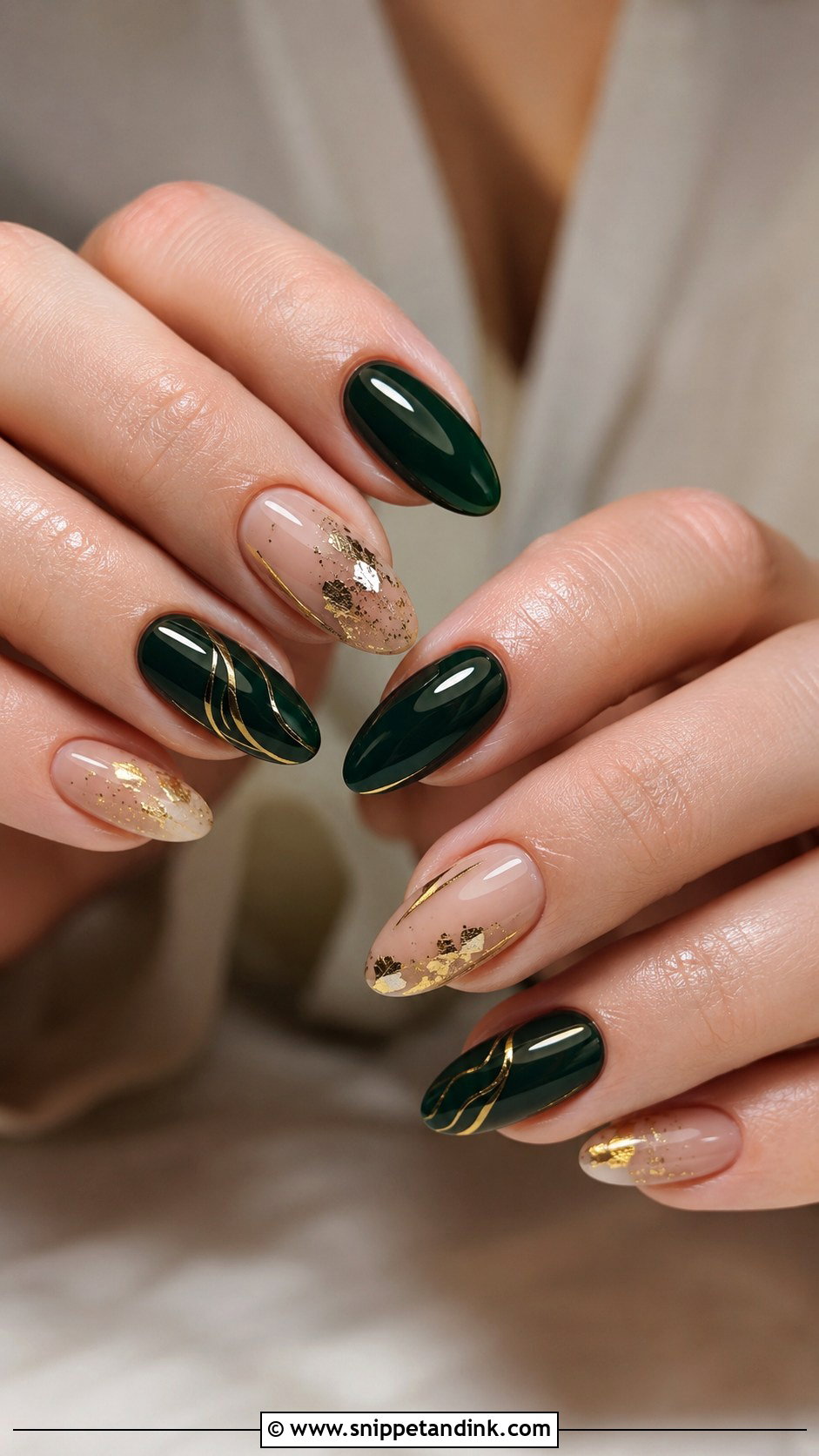 Dark Green And Gold Wedding Nails - Snippet and Ink - 20 Dark Green Wedding Nails