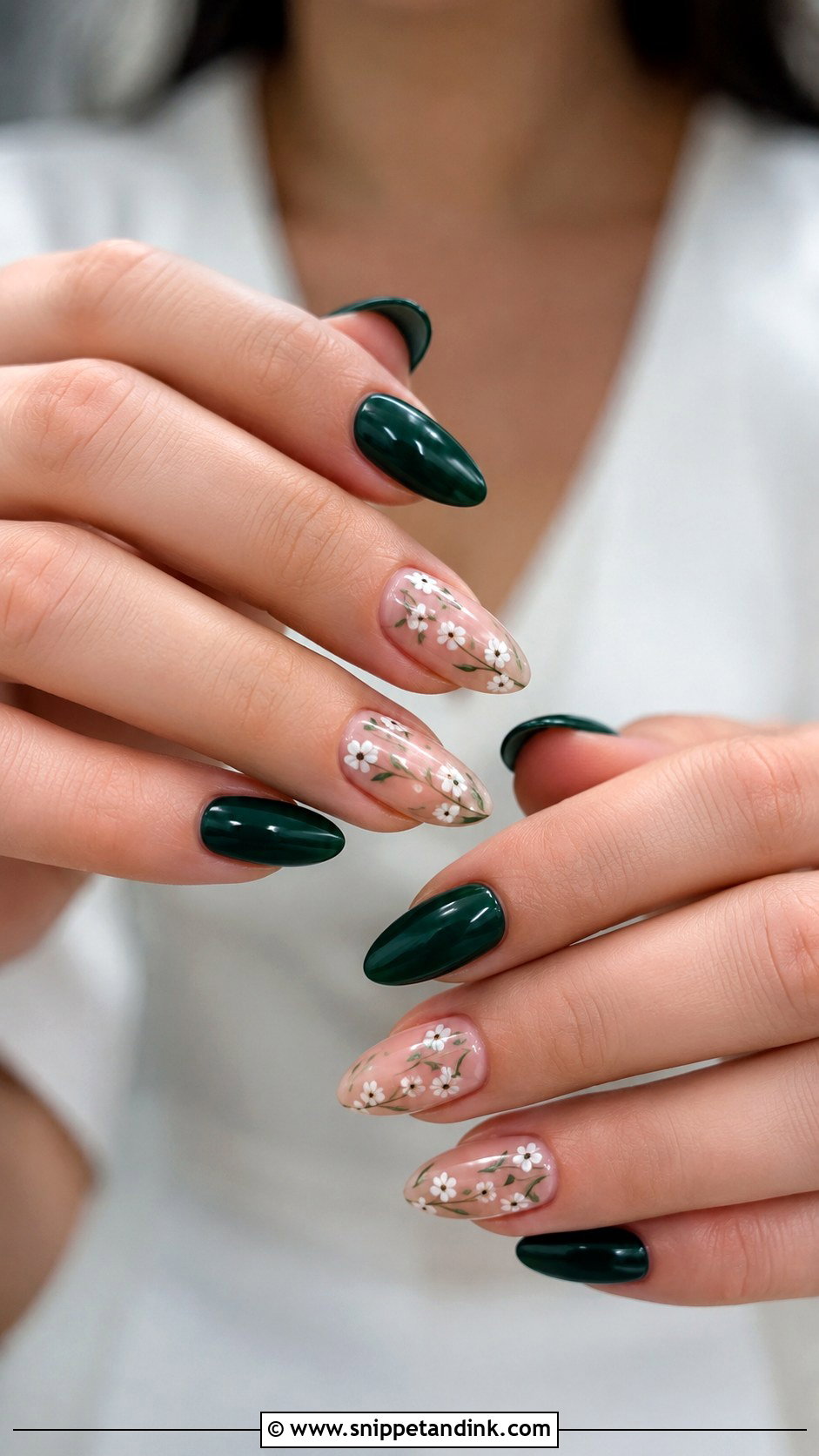 Dark Green Floral Wedding Nails - Snippet and Ink - 20 Dark Green Wedding Nails