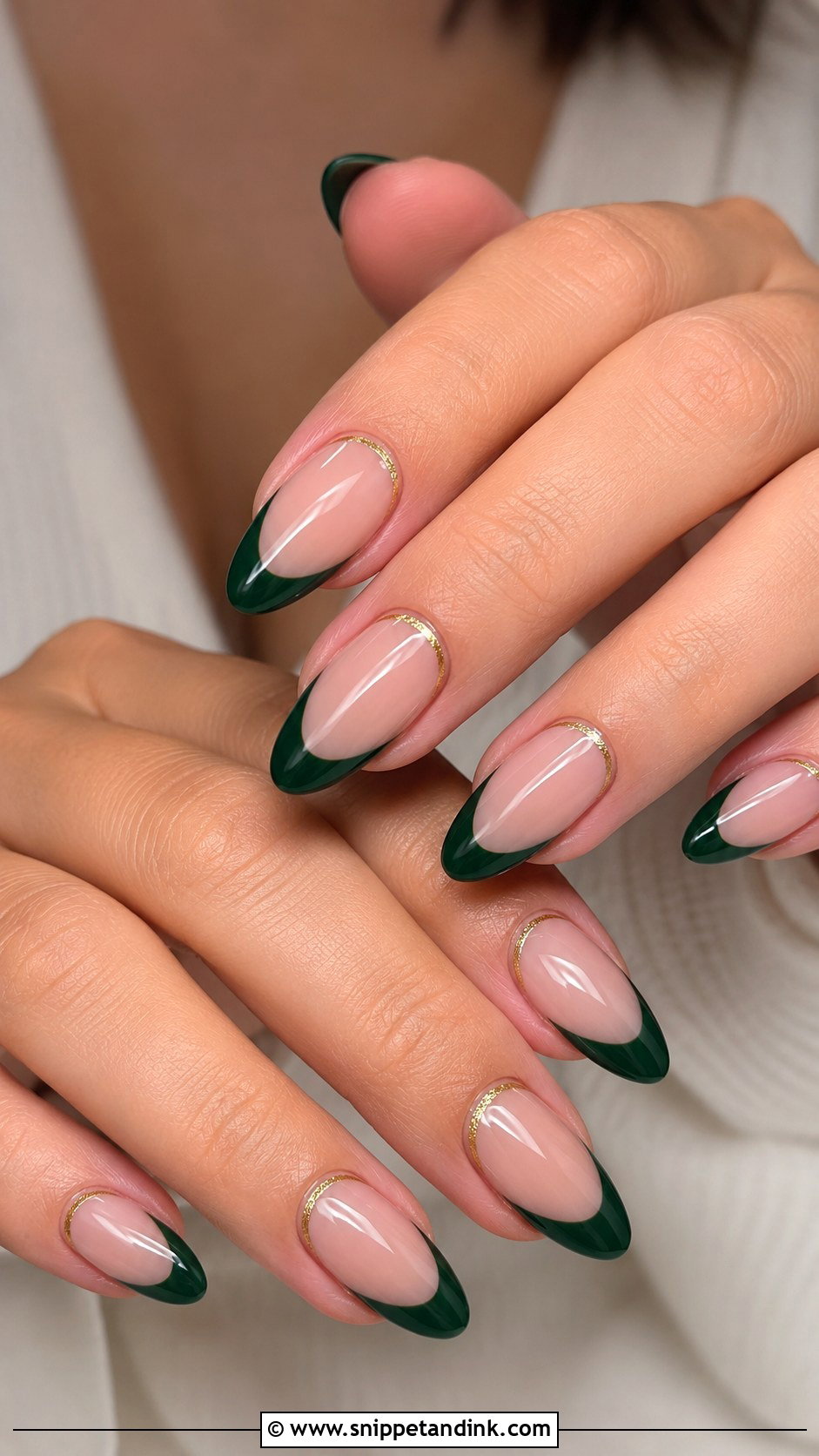 Dark Green French Tip Wedding Nails - Snippet and Ink - 20 Dark Green Wedding Nails