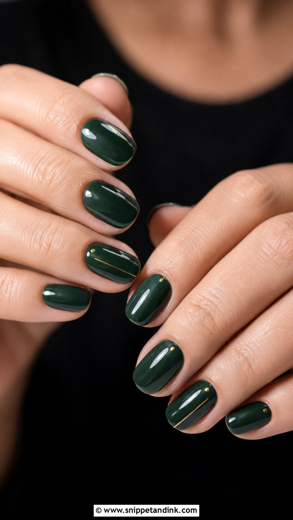 Dark Green Minimal Wedding Nails - Snippet and Ink - 20 Dark Green Wedding Nails