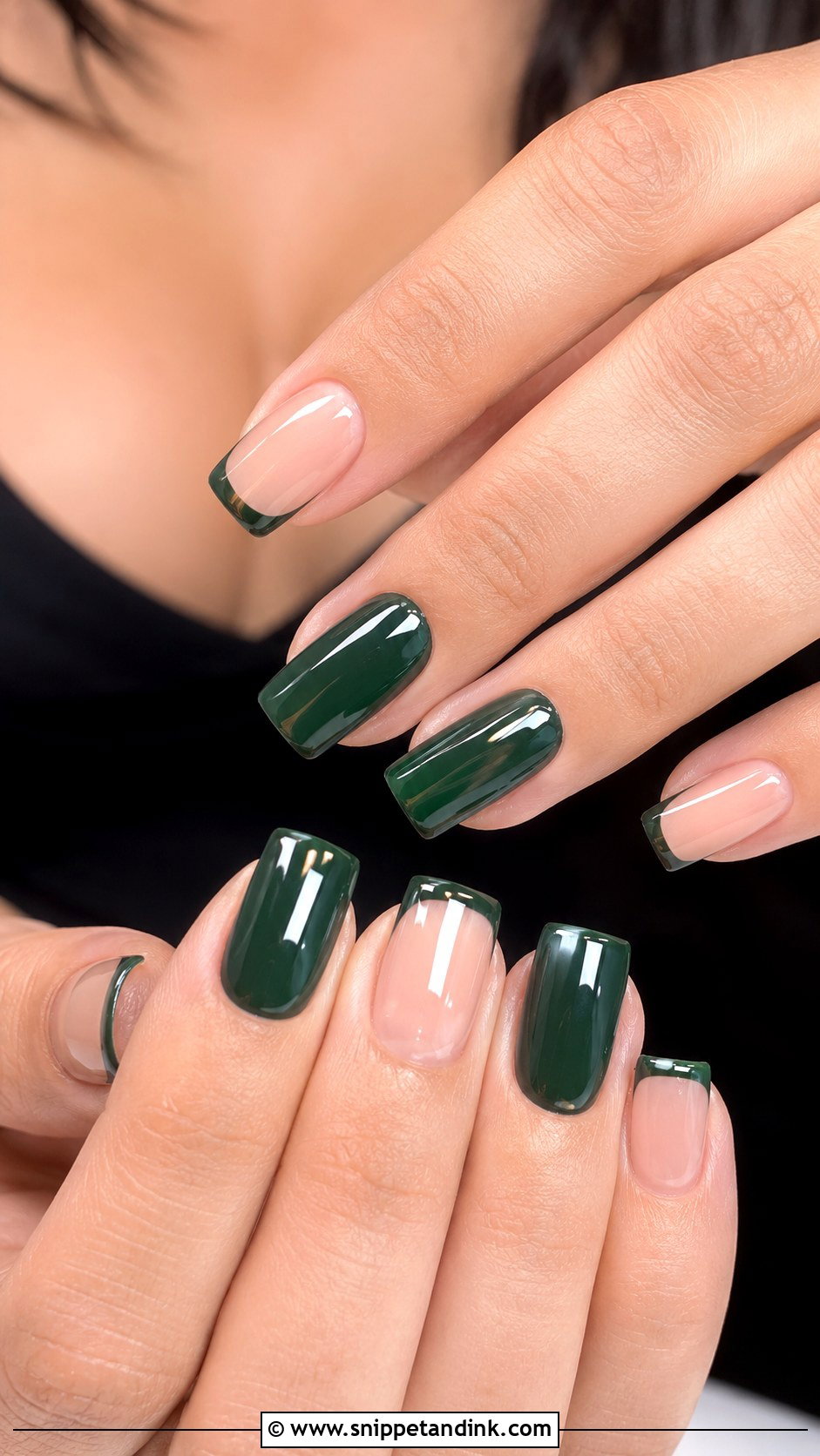 Dark Green Square Wedding Nails - Snippet and Ink - 20 Dark Green Wedding Nails