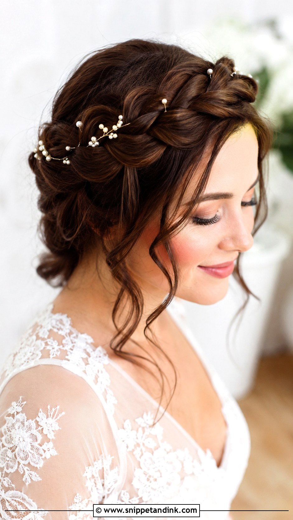 Dark Hair Braided Crown Wedding Hairstyle - Snippet and Ink - 15 Wedding Hairstyles for Dark Hair