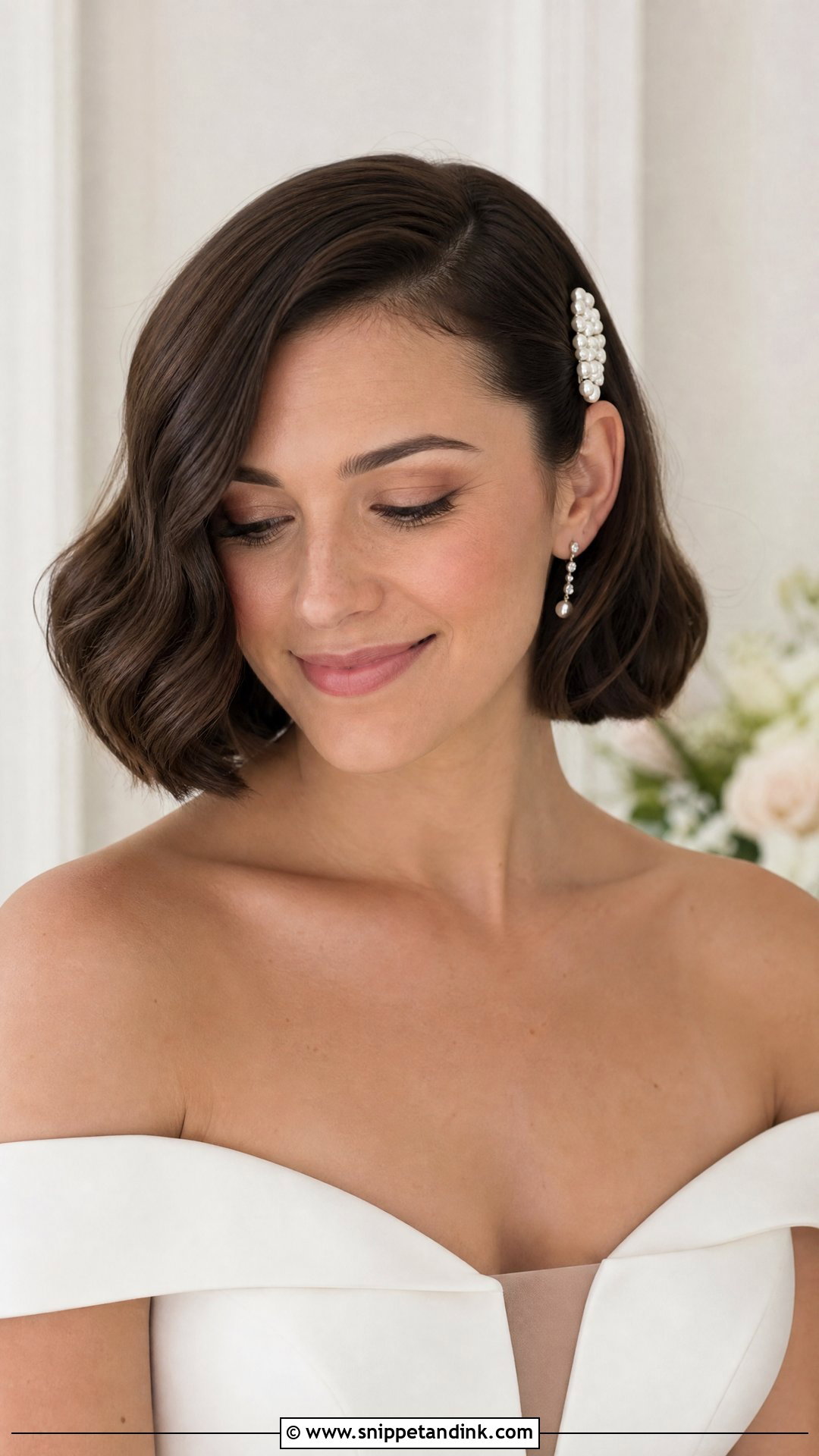 Dark Hair Bridal Bob Waves - Snippet and Ink - 15 Dark Hair Bridal Hairstyles
