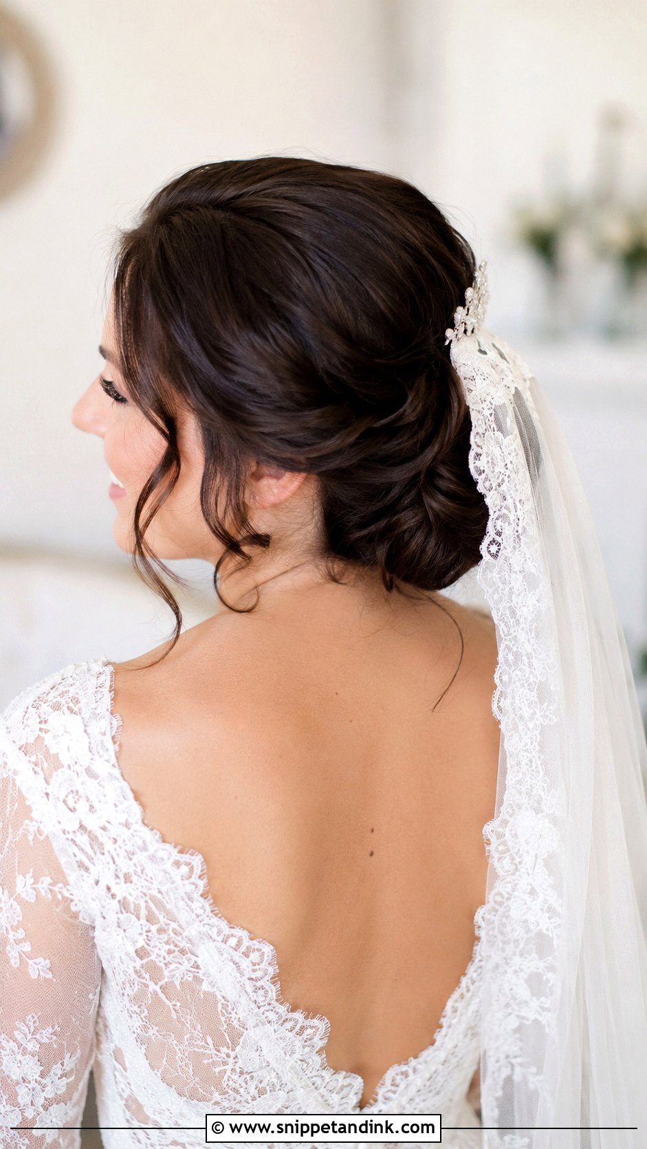 Dark Hair Bridal Chignon - Snippet and Ink - 20 Dark Hair Bridal Hair Ideas
