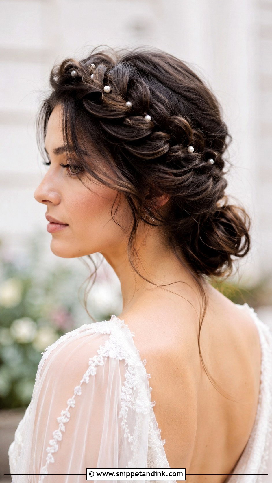 Dark Hair Bridal Crown Braid - Snippet and Ink - 20 Dark Hair Bridal Hair Ideas