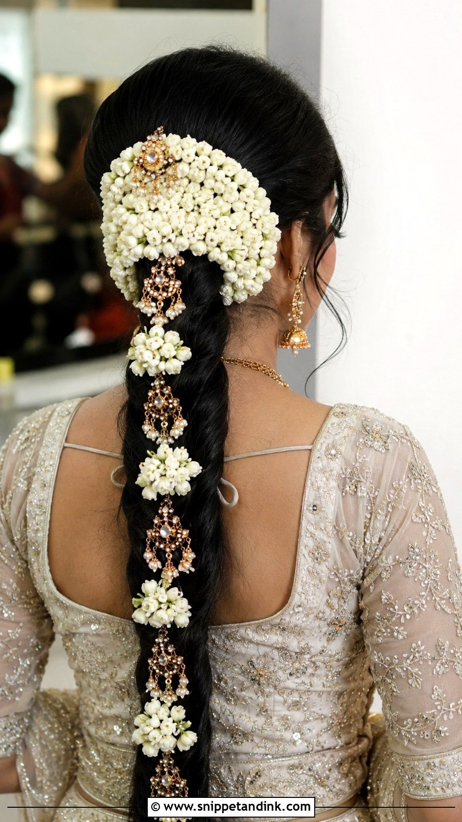 Dark Hair Bridal Jasmine Braid - Snippet and Ink - 20 Dark Hair Bridal Hair Ideas