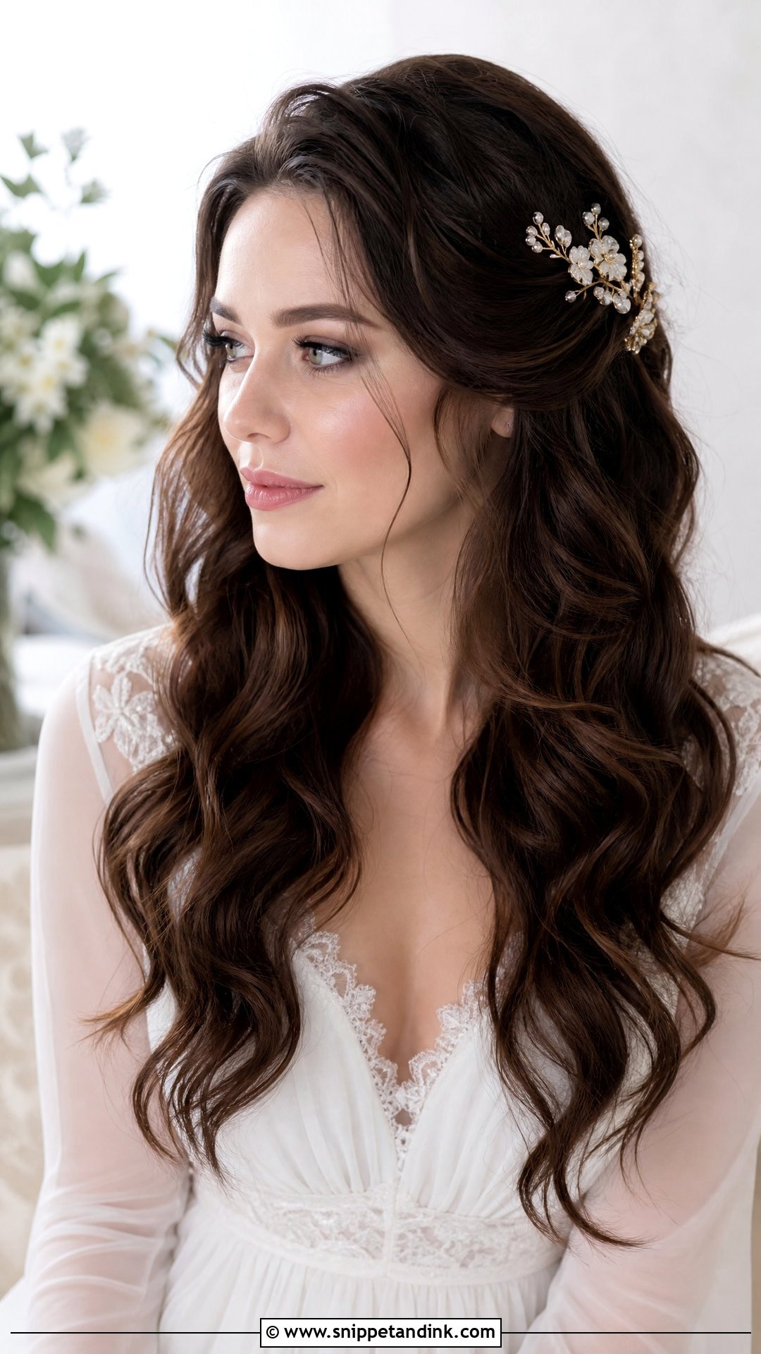 Dark Hair Bridal Loose Waves - Snippet and Ink - 15 Dark Hair Bridal Hairstyles