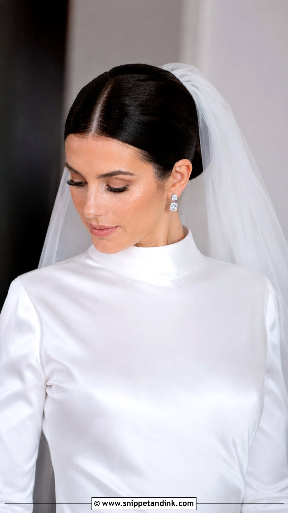Dark Hair Bridal Middle Part Bun - Snippet and Ink - 20 Dark Hair Bridal Hair Ideas