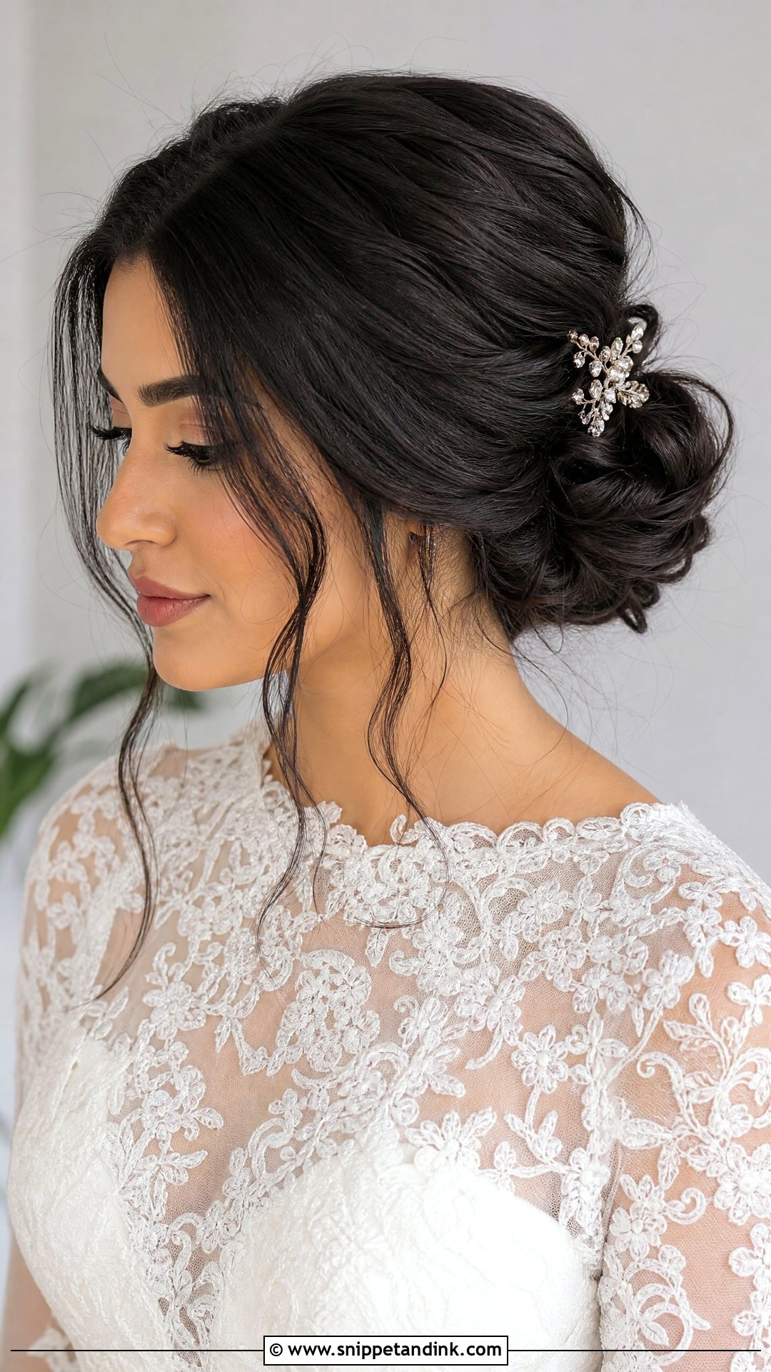 Dark Hair Bridal Twisted Bun - Snippet and Ink - 15 Dark Hair Bridal Hairstyles