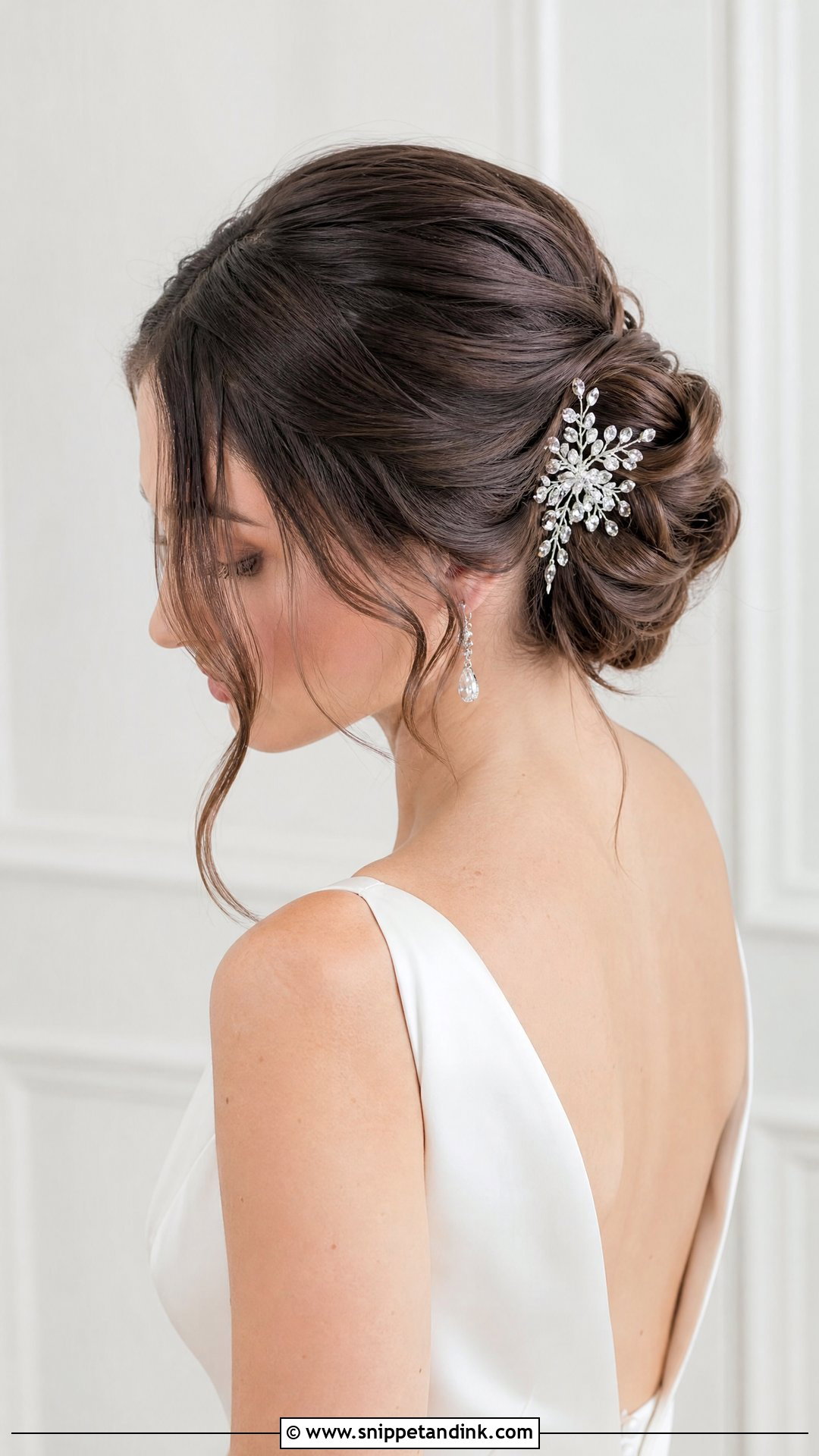 Dark Hair Chignon Bridal Style - Snippet and Ink - 20 Dark Wedding Hair Ideas