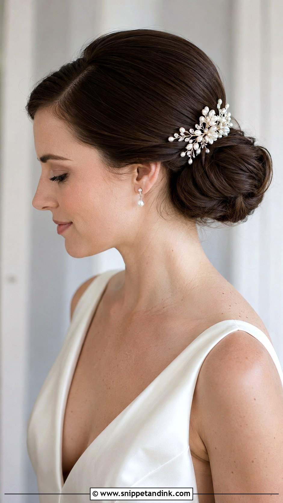 Dark Hair Chignon Wedding Hairstyle - Snippet and Ink - 15 Wedding Hairstyles for Dark Hair