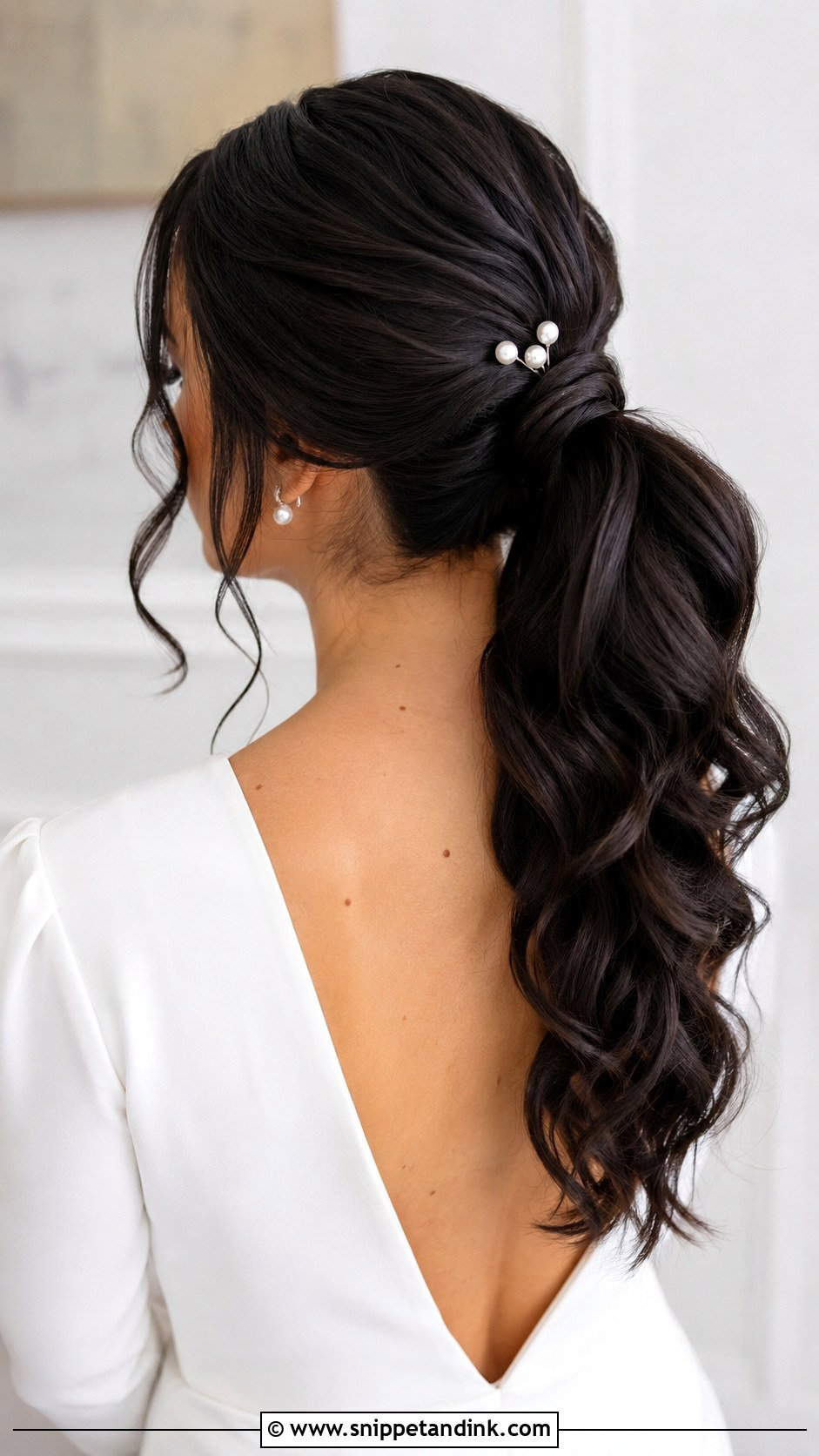 Dark Hair Ponytail Wedding Hairstyle - Snippet and Ink - 15 Wedding Hairstyles for Dark Hair