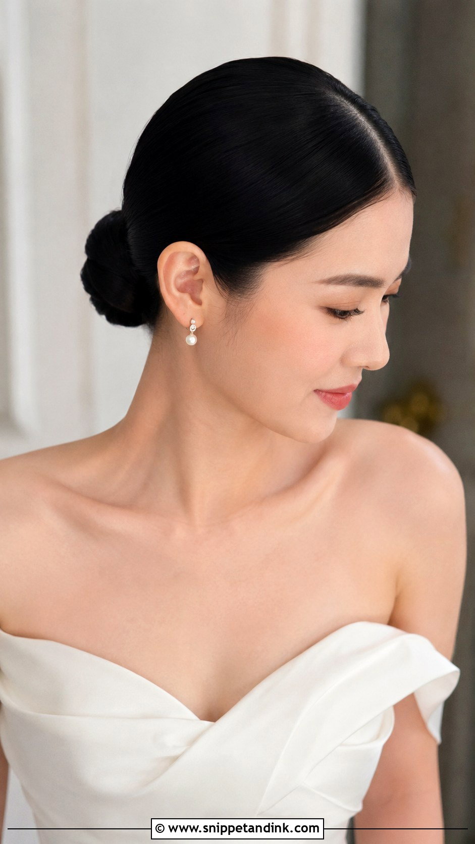 Dark Hair Sleek Bun Wedding Hairstyle - Snippet and Ink - 15 Wedding Hairstyles for Dark Hair