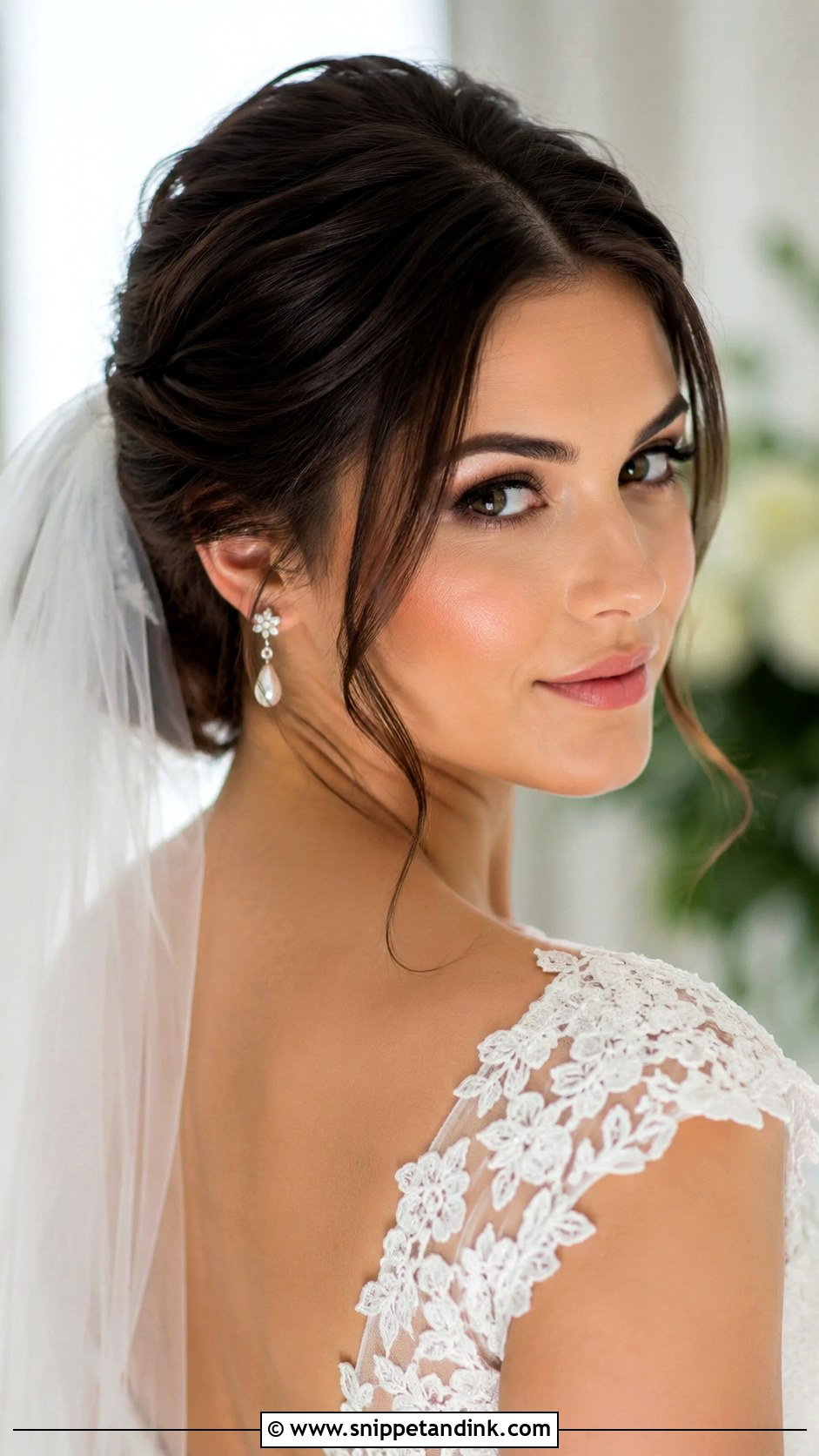 Dark Hair Veil Wedding Hairstyle - Snippet and Ink - 15 Wedding Hairstyles for Dark Hair
