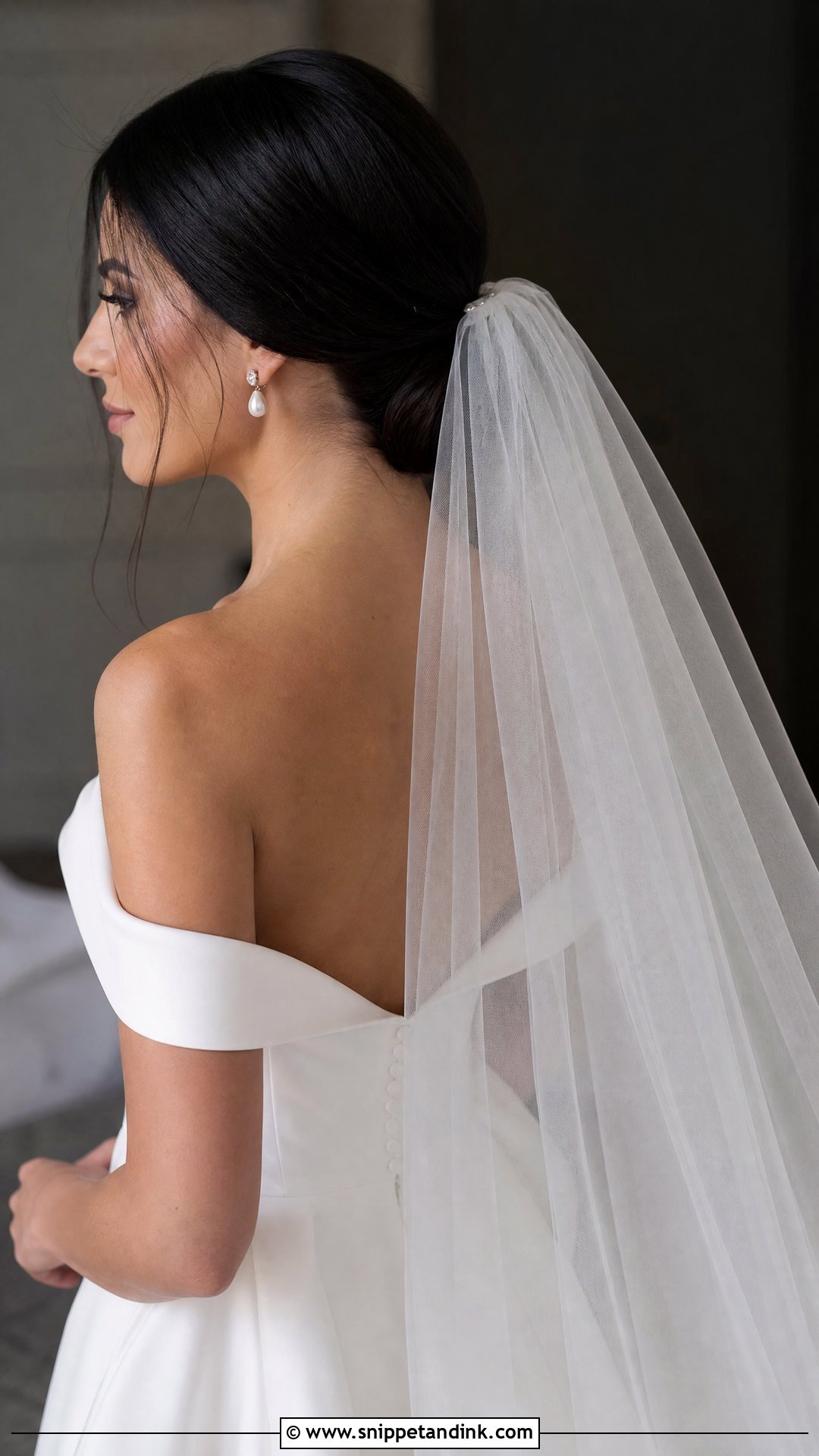 Dark Hair Wedding Hairstyle With Veil - Snippet and Ink - 20 Dark Wedding Hair Ideas