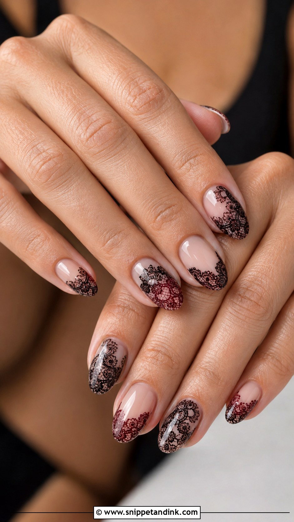 Dark Lace Wedding Nails - Snippet and Ink - 20 Dark Wedding Nails for Bride