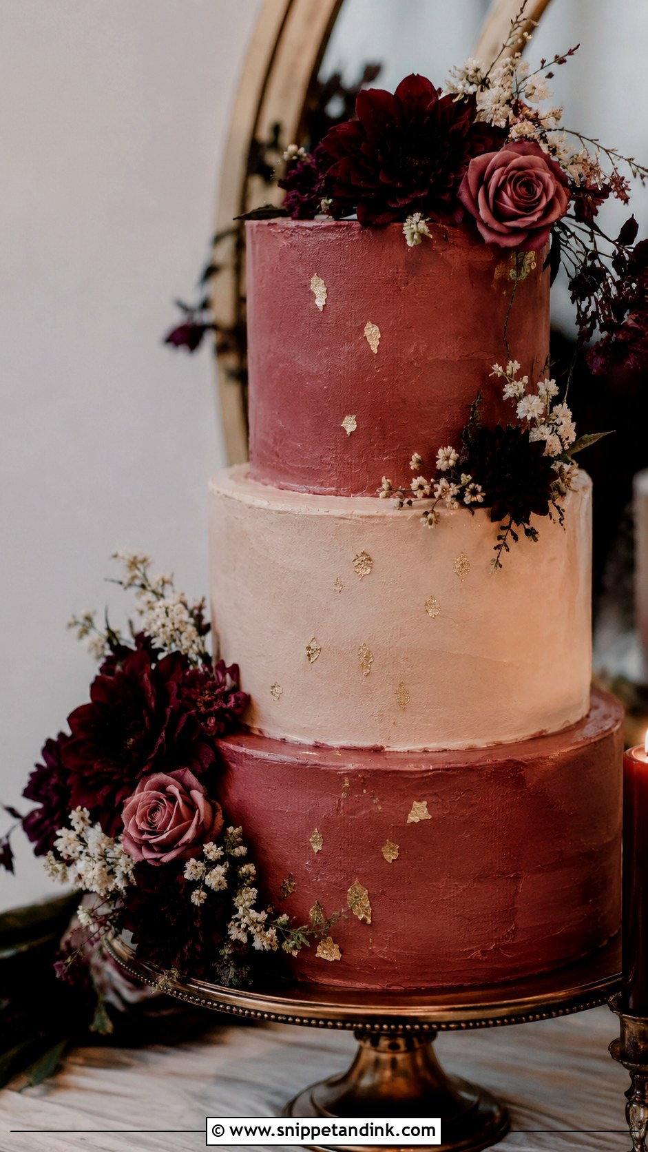 Dark Pink And Burgundy Wedding Cake - Snippet and Ink - 25 Dark Pink Wedding Cake Ideas