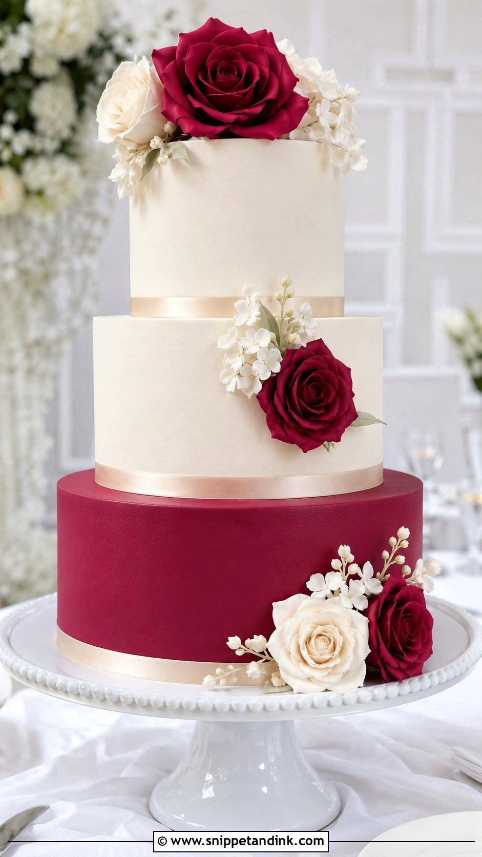 Dark Pink And White Wedding Cake - Snippet and Ink - 25 Dark Pink Wedding Cake Ideas