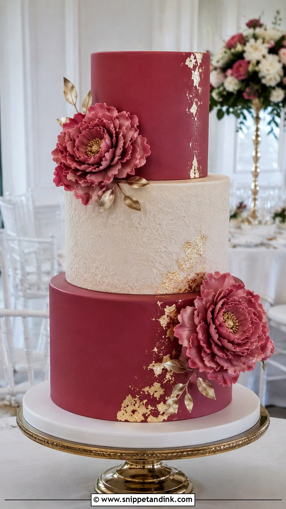 Dark Pink Fondant Wedding Cake - Snippet and Ink - 25 Dark Pink Wedding Cake Ideas
