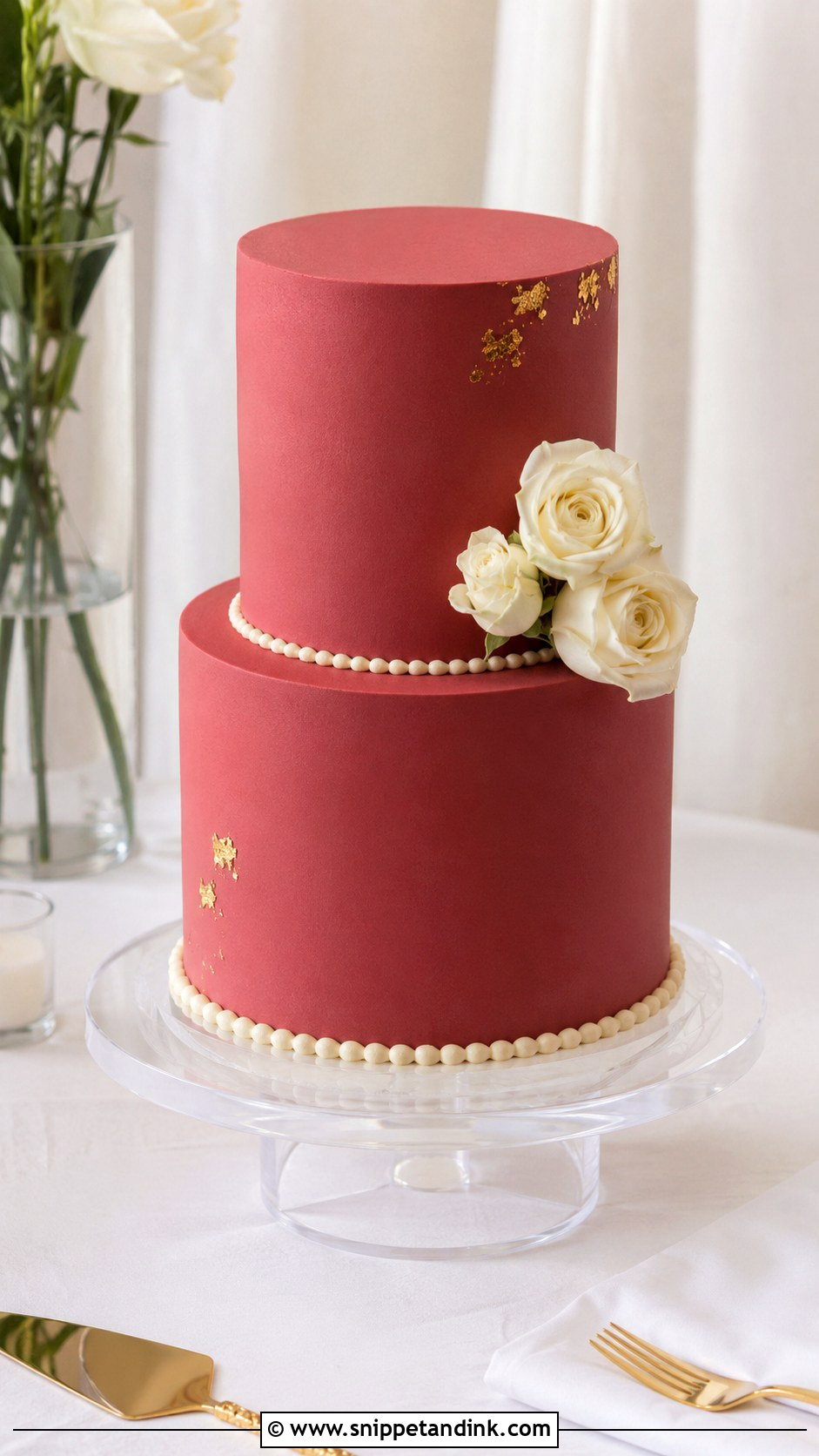 Dark Pink Minimalist Wedding Cake - Snippet and Ink - 25 Dark Pink Wedding Cake Ideas