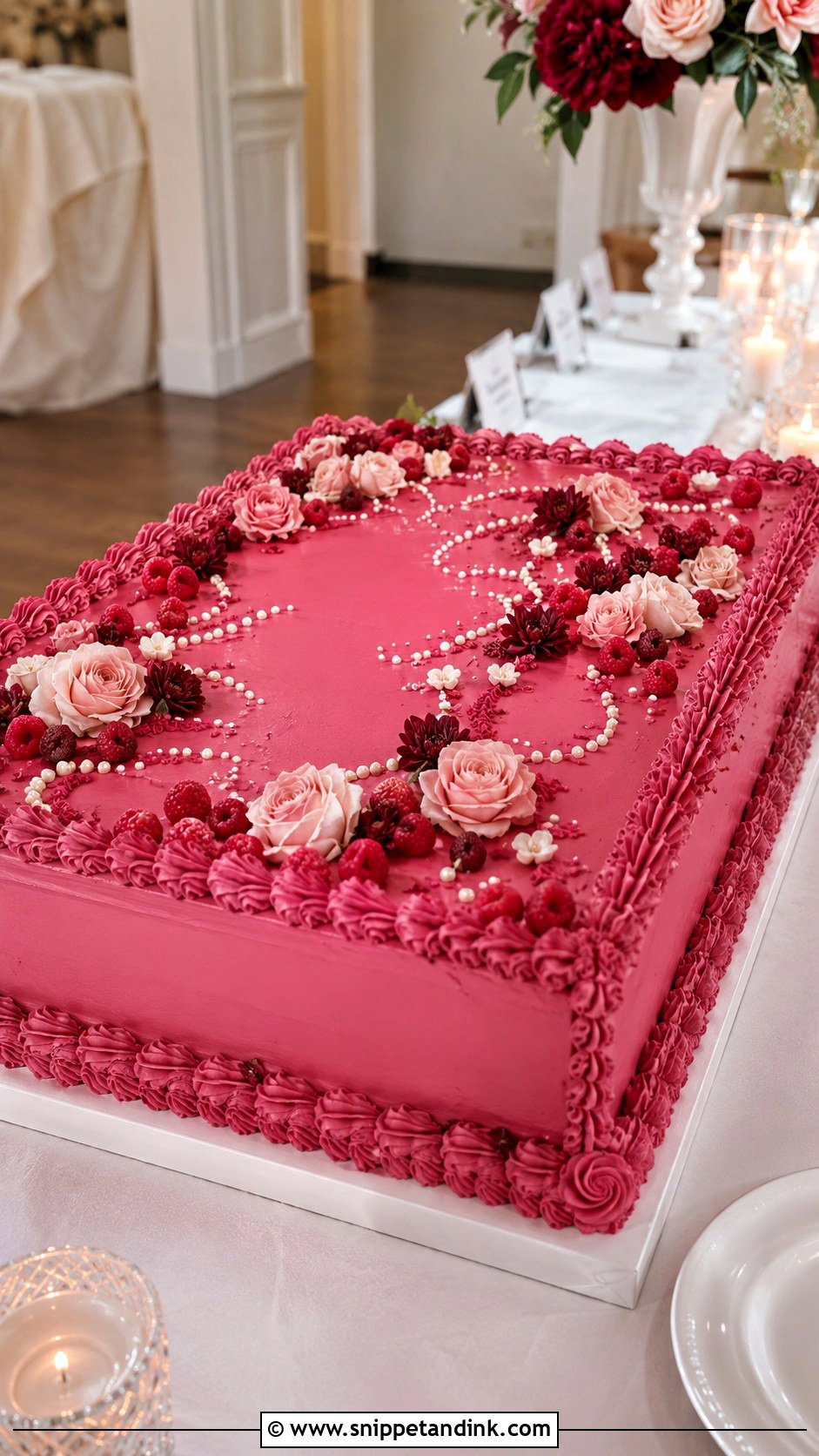 Dark Pink Sheet Wedding Cake - Snippet and Ink - 25 Dark Pink Wedding Cake Ideas