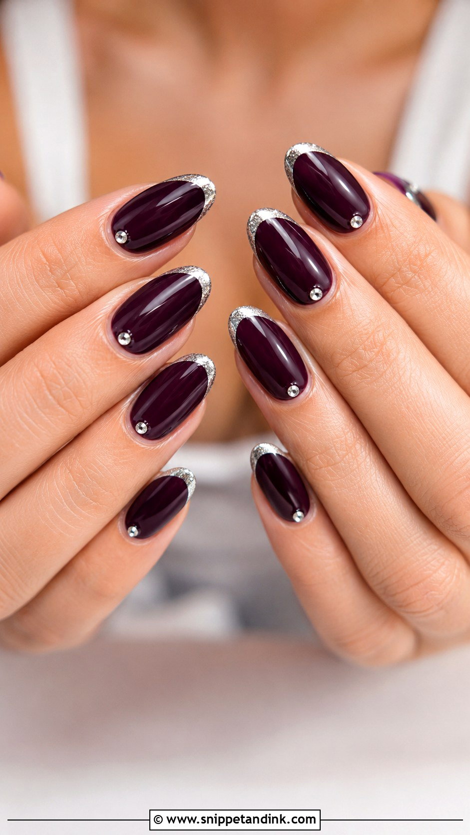 Dark Plum Bridal Nails - Snippet and Ink - 20 Dark Bridal Nails