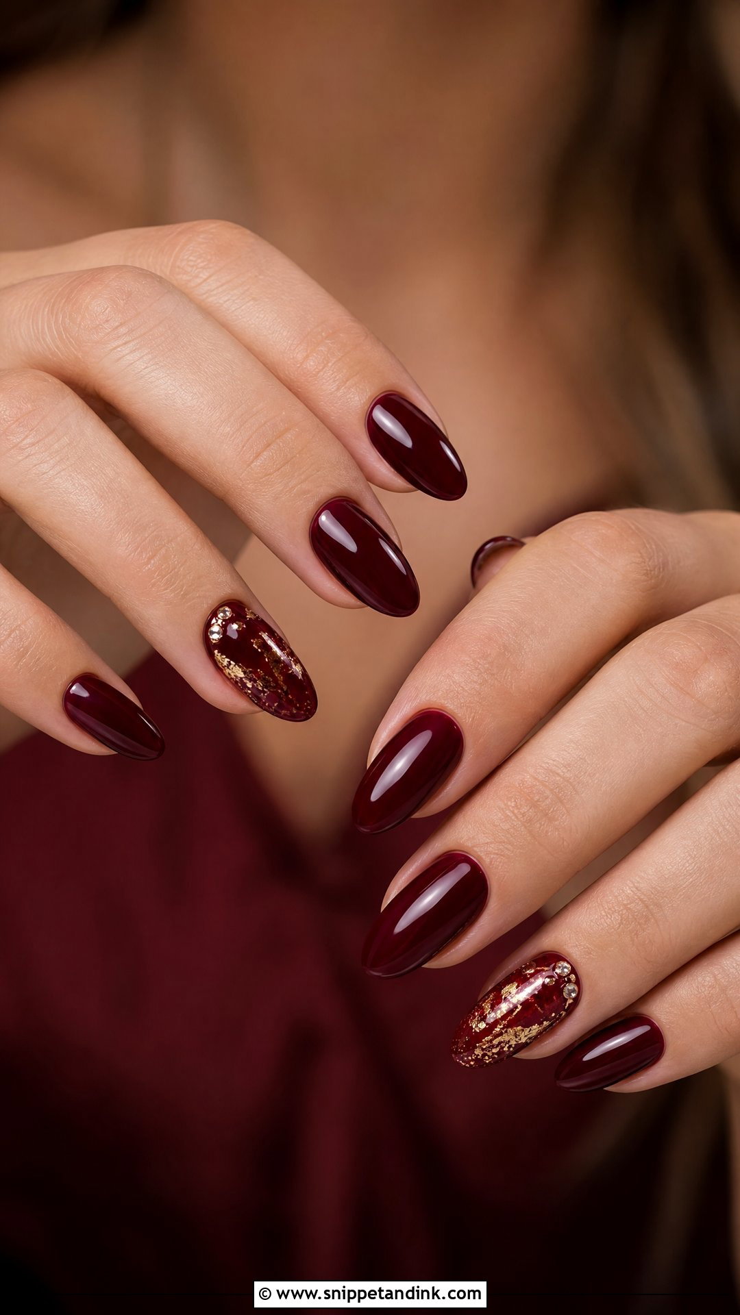 Dark Red Bridal Nails - Snippet and Ink - 25 Indian Red Bridal Nail Art Ideas