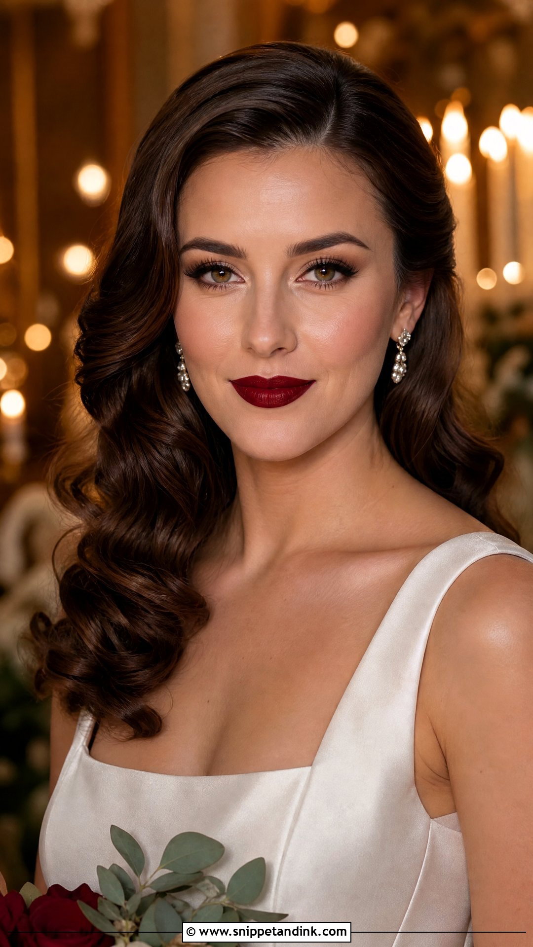 Dark Red Lip Wedding Makeup - Snippet and Ink - 20 Edgy Wedding Makeup Ideas
