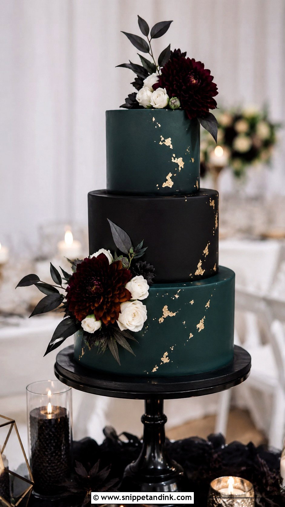 Dark Teal And Black Wedding Cake - Snippet and Ink - 25 Dark Teal Wedding Cake Ideas