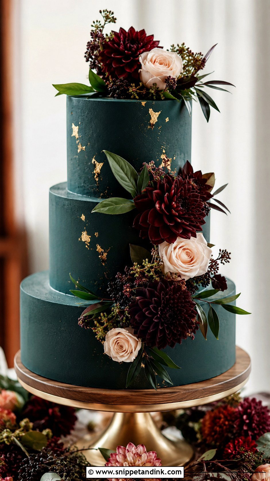 Dark Teal And Burgundy Wedding Cake - Snippet and Ink - 25 Dark Teal Wedding Cake Ideas