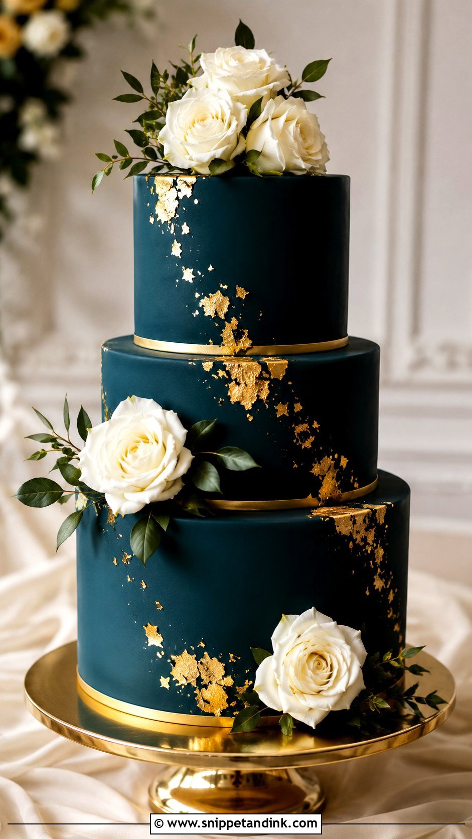 Dark Teal And Gold Wedding Cake - Snippet and Ink - 25 Dark Teal Wedding Cake Ideas
