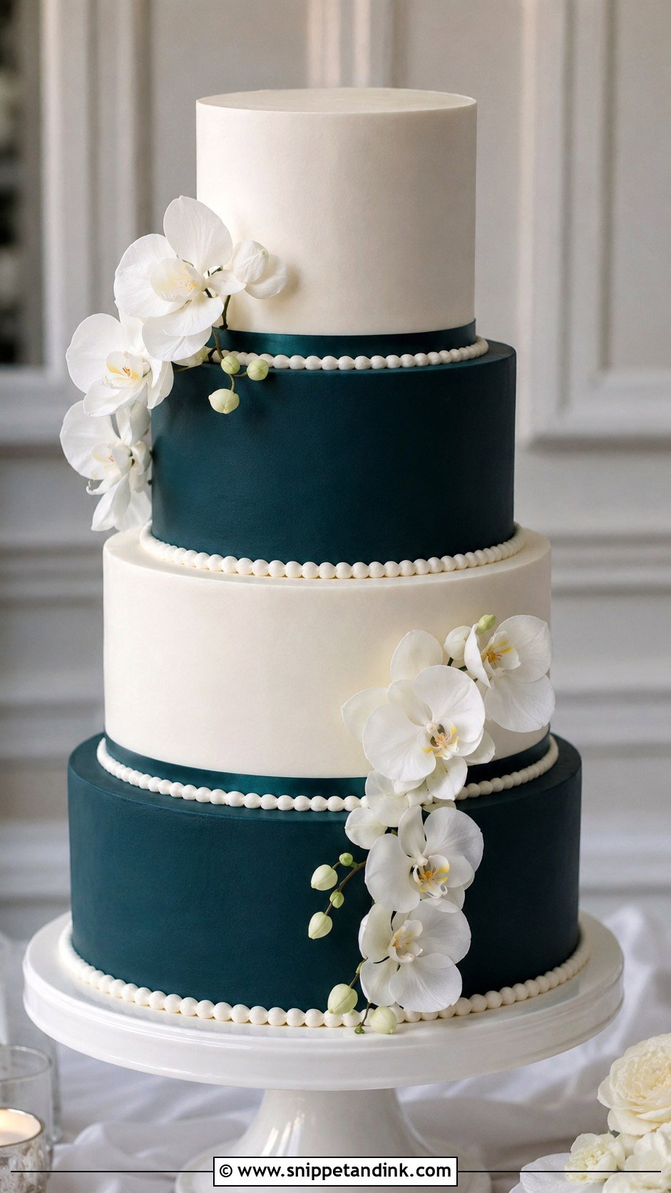 Dark Teal And White Wedding Cake - Snippet and Ink - 25 Dark Teal Wedding Cake Ideas