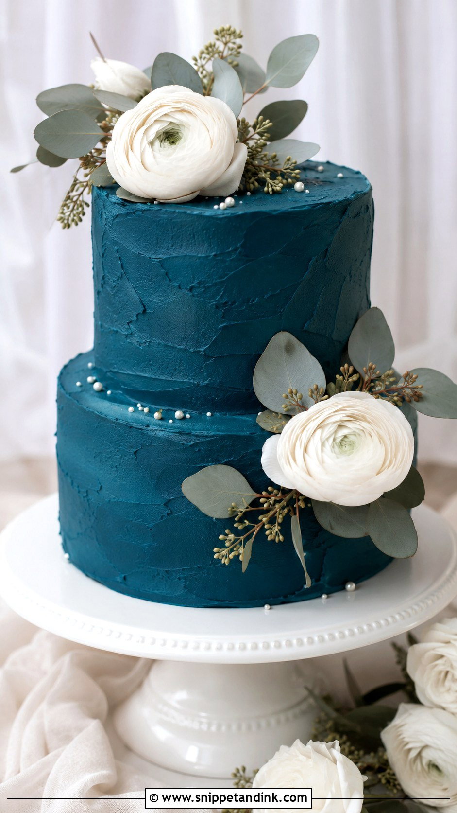 Dark Teal Buttercream Wedding Cake - Snippet and Ink - 25 Dark Teal Wedding Cake Ideas