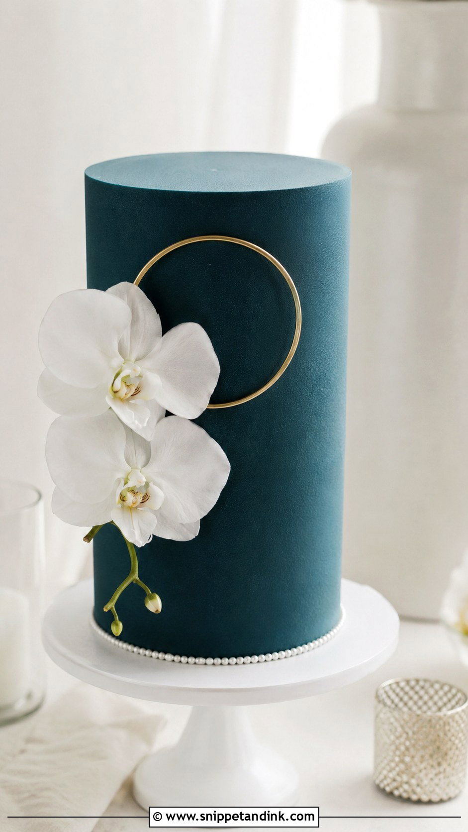 Dark Teal Minimalist Wedding Cake - Snippet and Ink - 25 Dark Teal Wedding Cake Ideas